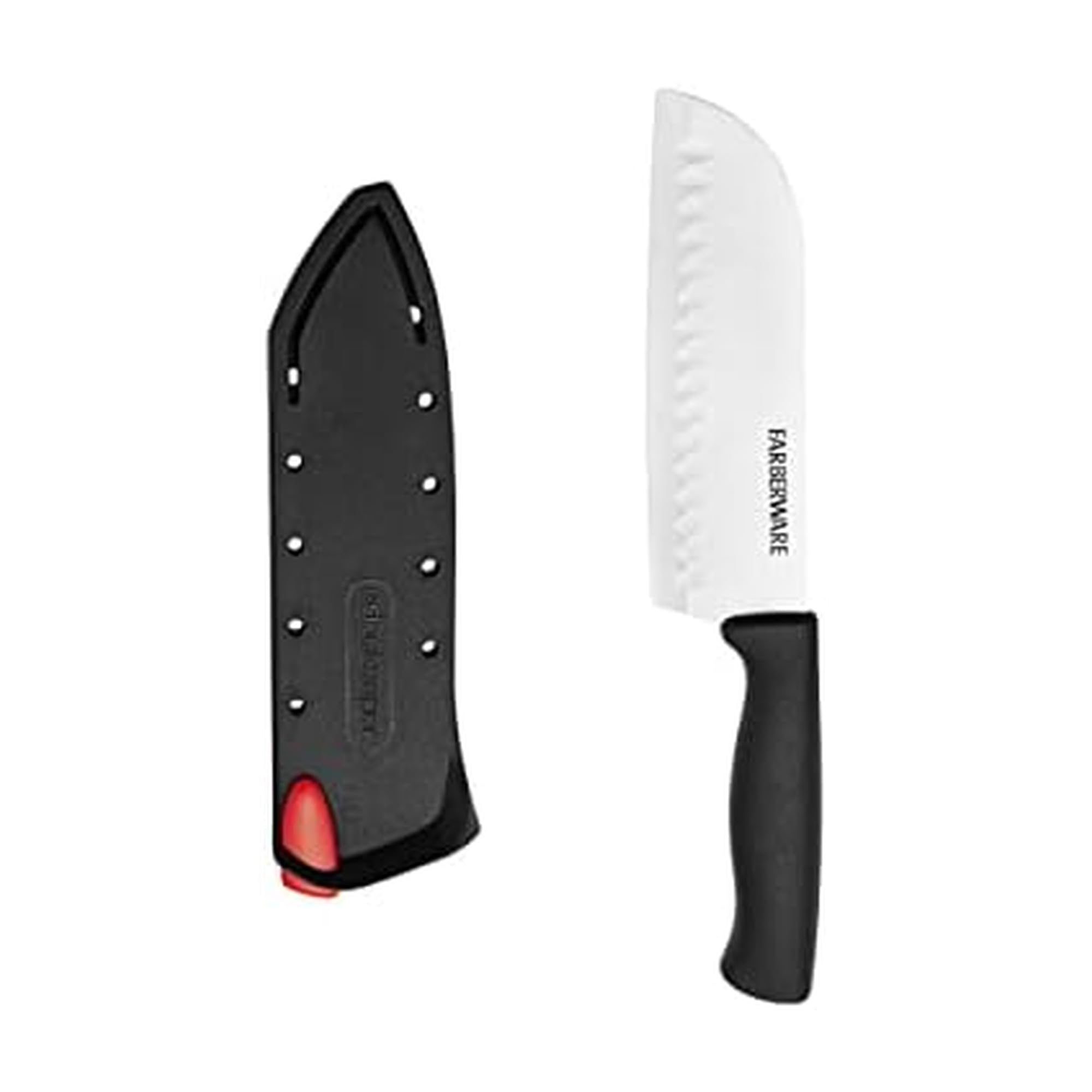 Farberware Edgekeeper 6-Inch Chef Knife with Self-Sharpening Blade Cover, High Carbon-Stainless Steel Kitchen Knife with Ergonomic Handle, Razor-Sharp Knife, Black