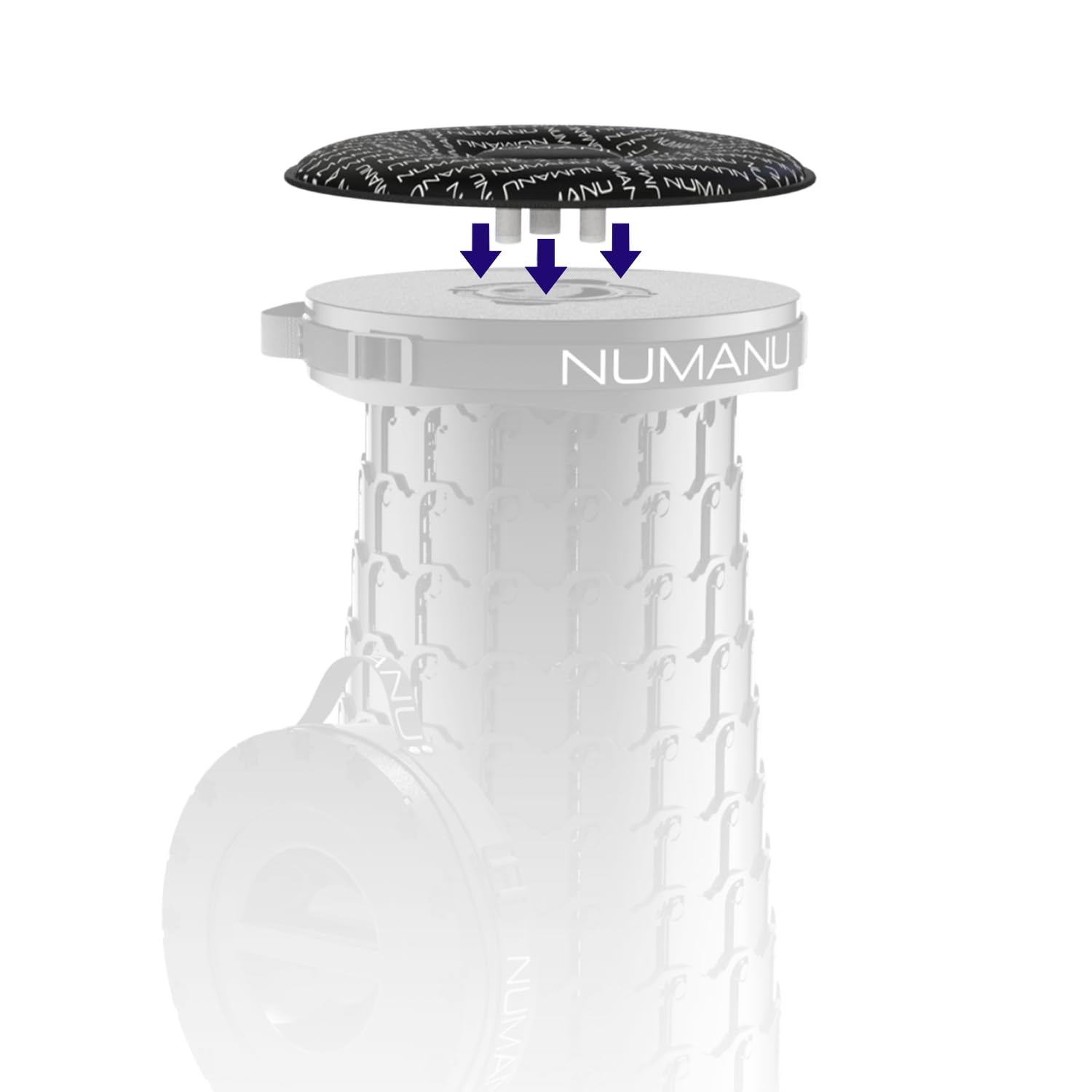 NUMANU 2025 Upgraded Square Collapsible Stool & 3IN1 Cushioned Carry Bag, Adjustable Height Folding Stool, Telescopic Camping Chair Retractable Seat or Footrest for Outdoors & Travel, 18" Max 620lbs