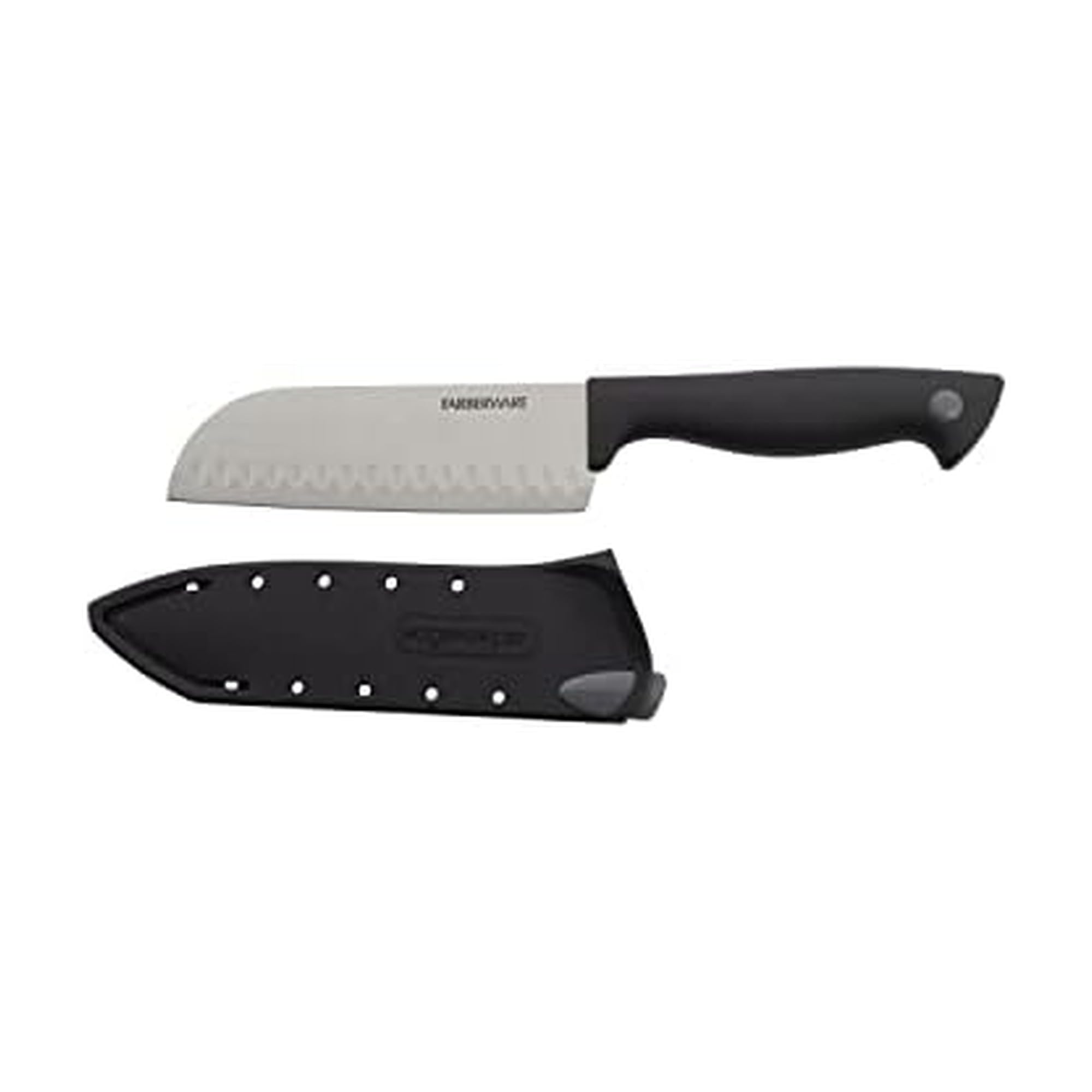 Farberware Edgekeeper 6-Inch Chef Knife with Self-Sharpening Blade Cover, High Carbon-Stainless Steel Kitchen Knife with Ergonomic Handle, Razor-Sharp Knife, Black