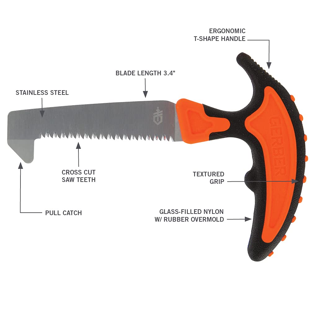Gerber Gear Vital Pack Compact Saw, Stainless Steel Sawtooth Blade for Camping, Hunting and Hiking with Sheath