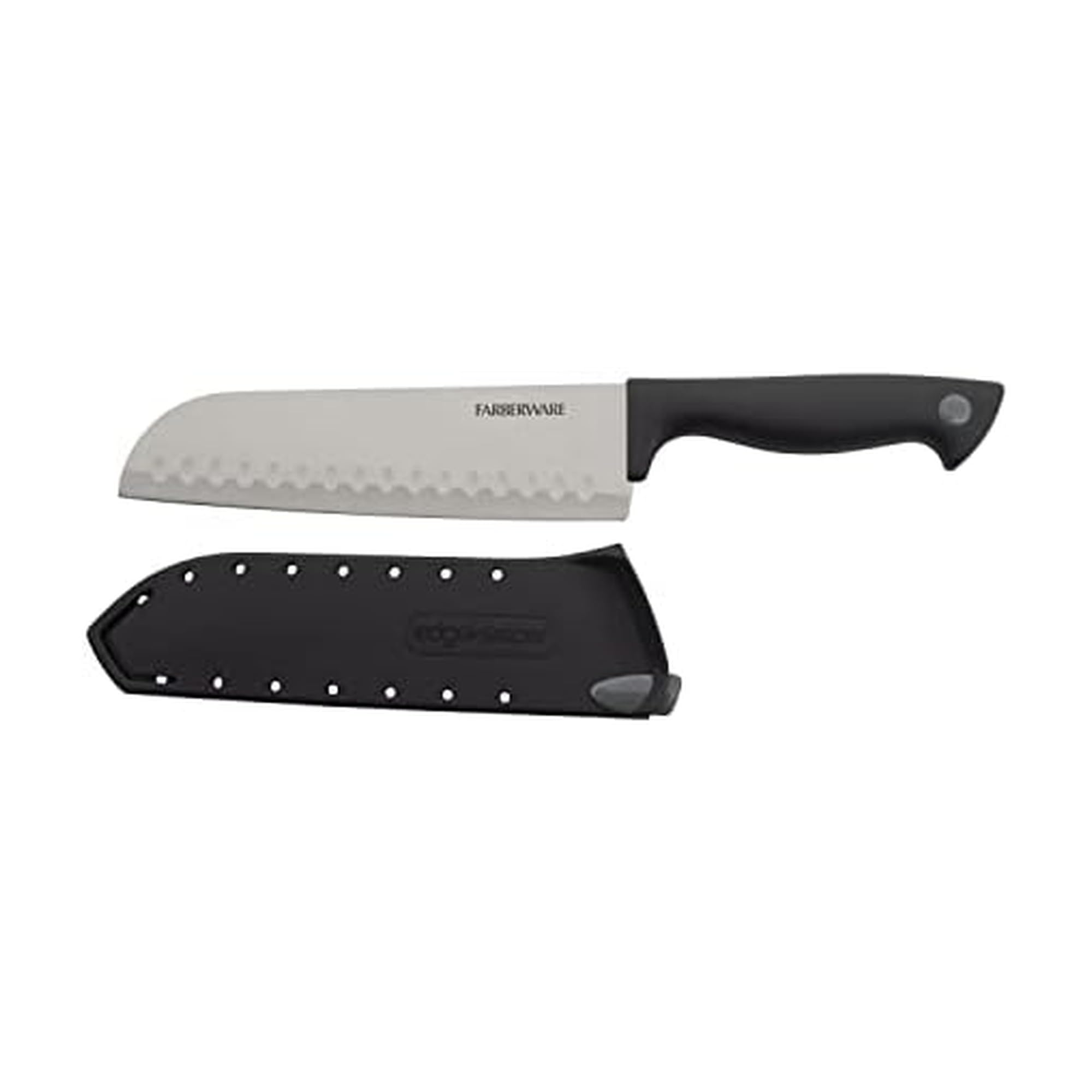 Farberware Edgekeeper 6-Inch Chef Knife with Self-Sharpening Blade Cover, High Carbon-Stainless Steel Kitchen Knife with Ergonomic Handle, Razor-Sharp Knife, Black