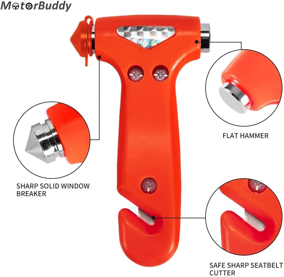 2-Pack Car Safety Hammer Seatbelt Cutter, Auto Emergency Escape Hammer with Window Glass Breaker and Seat Belt Cutter, Striking Red Escape Tool for Car Accidents