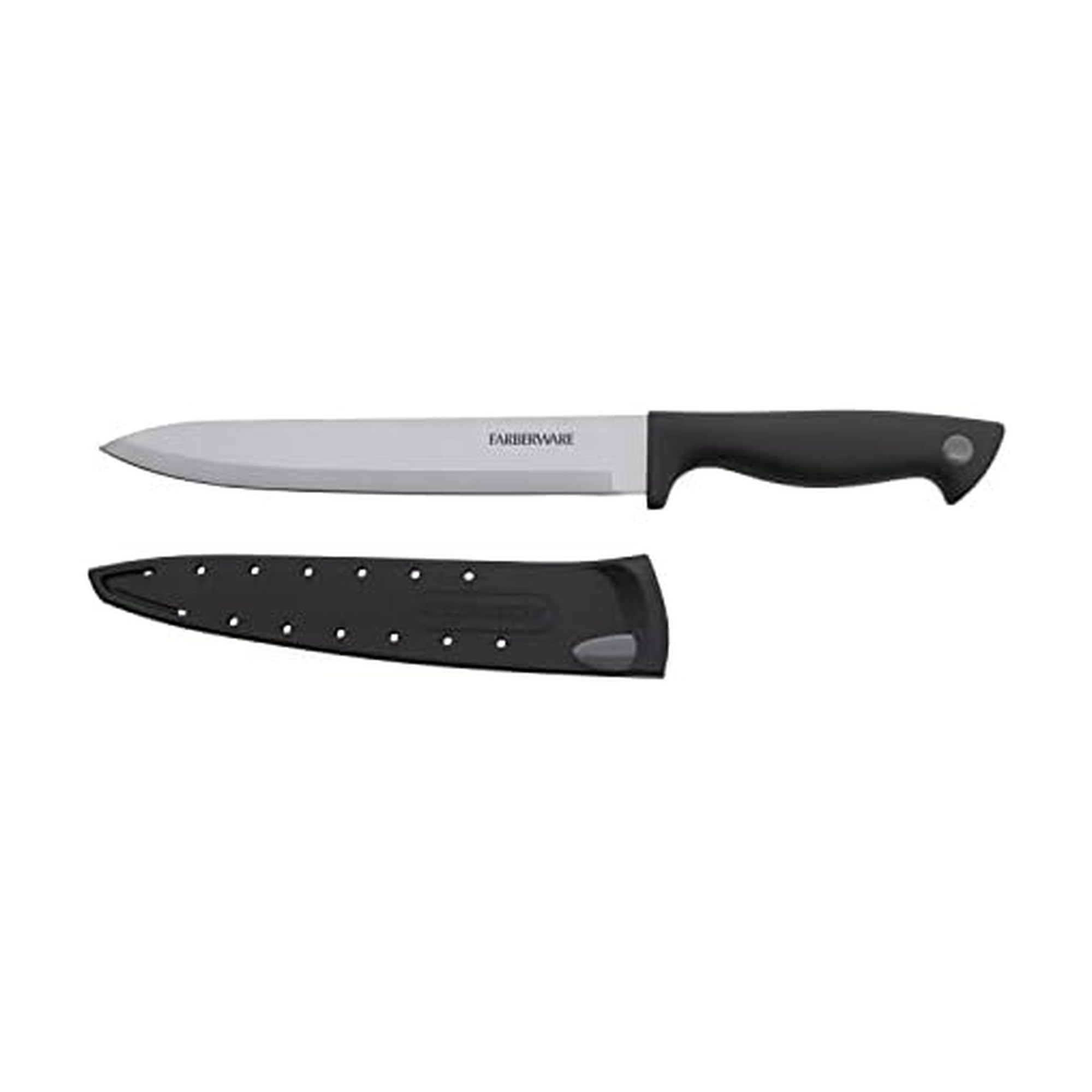 Farberware Edgekeeper 6-Inch Chef Knife with Self-Sharpening Blade Cover, High Carbon-Stainless Steel Kitchen Knife with Ergonomic Handle, Razor-Sharp Knife, Black