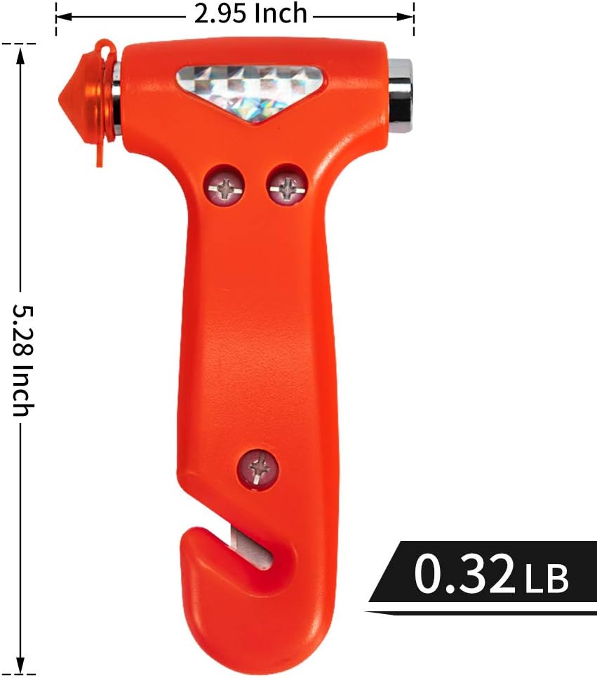 2-Pack Car Safety Hammer Seatbelt Cutter, Auto Emergency Escape Hammer with Window Glass Breaker and Seat Belt Cutter, Striking Red Escape Tool for Car Accidents