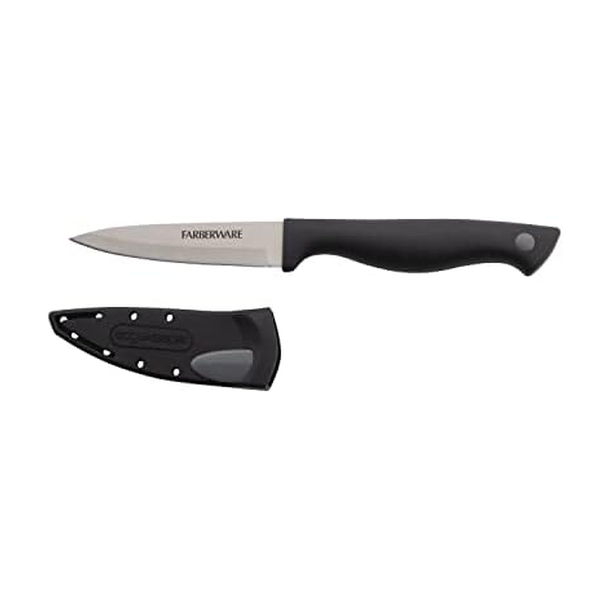 Farberware Edgekeeper 6-Inch Chef Knife with Self-Sharpening Blade Cover, High Carbon-Stainless Steel Kitchen Knife with Ergonomic Handle, Razor-Sharp Knife, Black