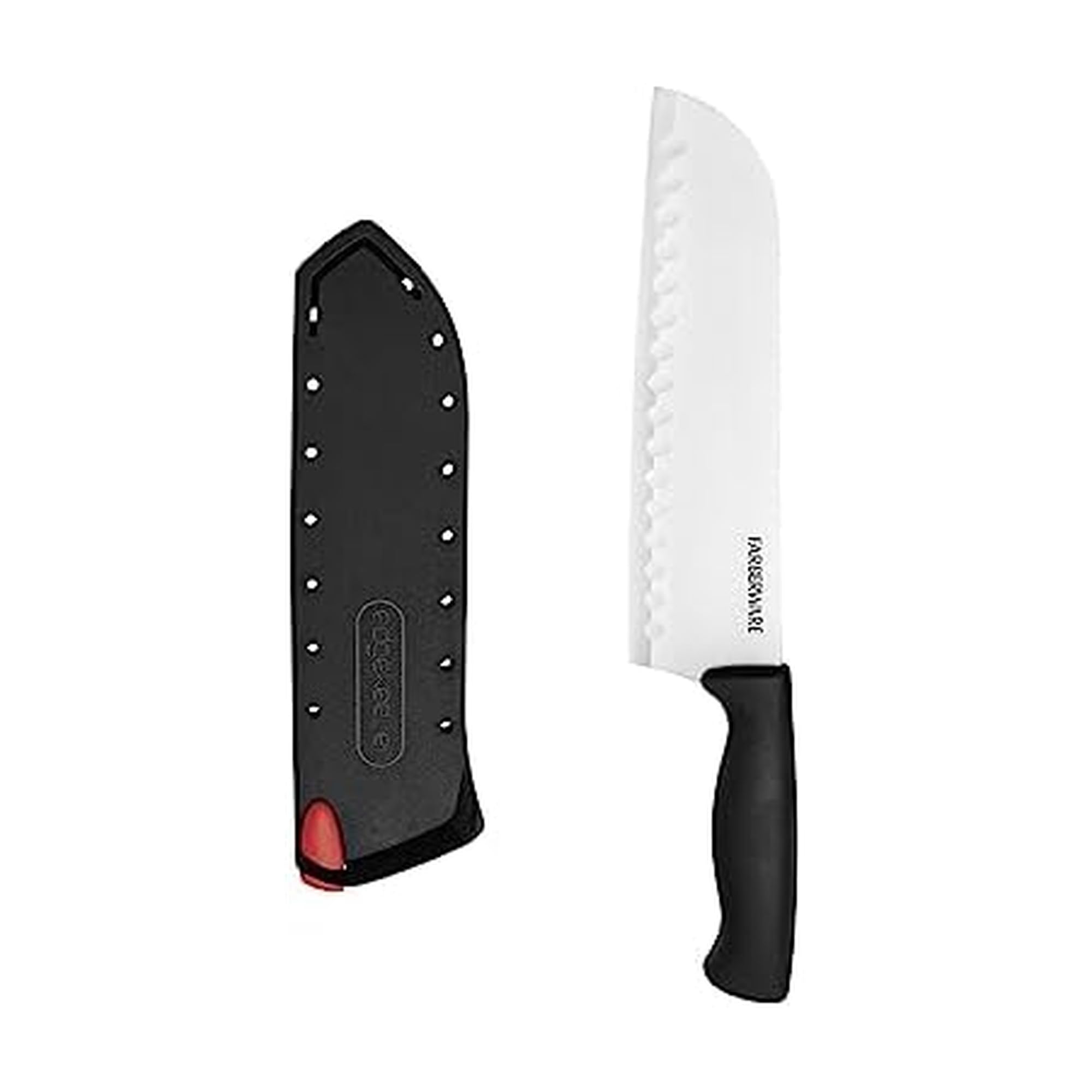 Farberware Edgekeeper 6-Inch Chef Knife with Self-Sharpening Blade Cover, High Carbon-Stainless Steel Kitchen Knife with Ergonomic Handle, Razor-Sharp Knife, Black
