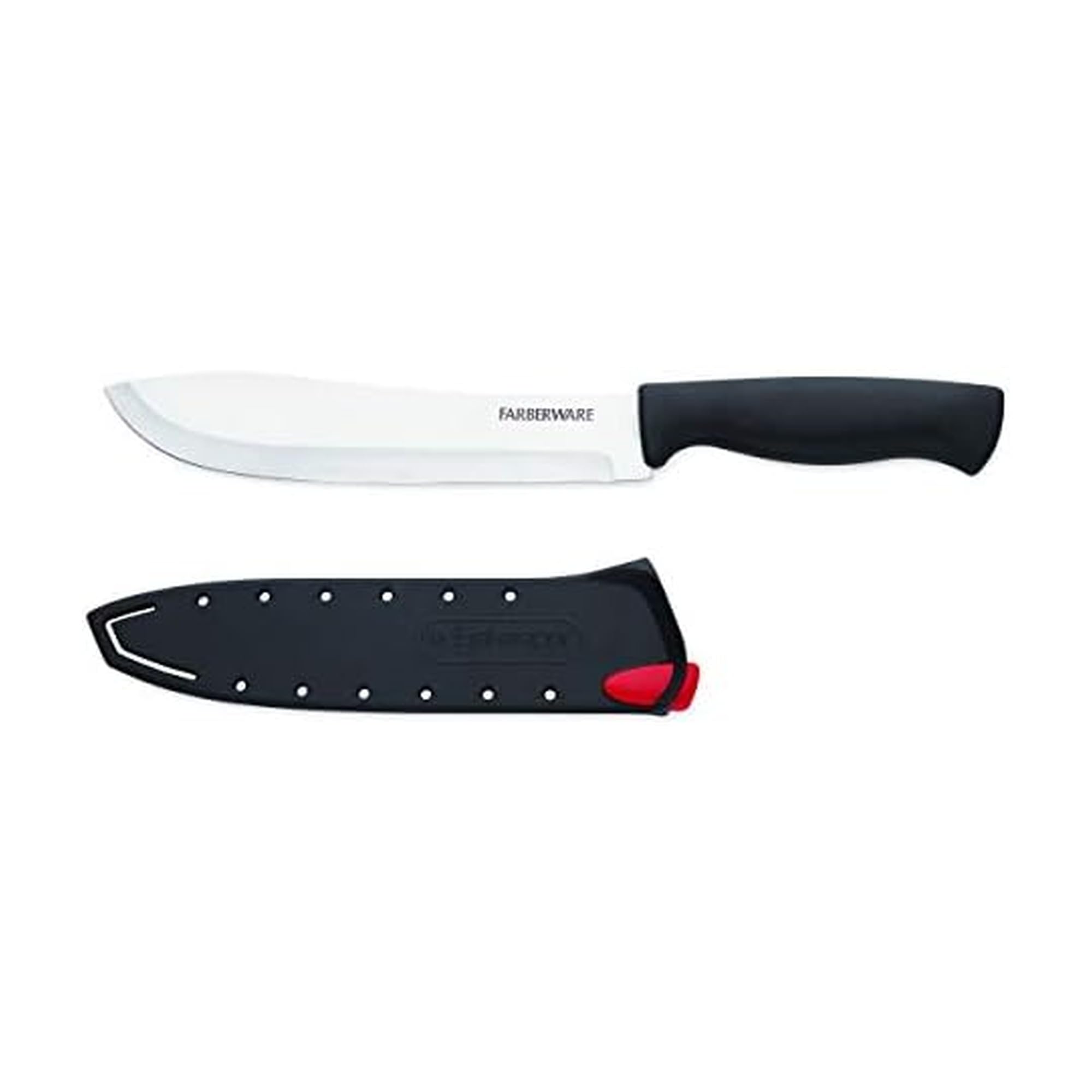 Farberware Edgekeeper 6-Inch Chef Knife with Self-Sharpening Blade Cover, High Carbon-Stainless Steel Kitchen Knife with Ergonomic Handle, Razor-Sharp Knife, Black
