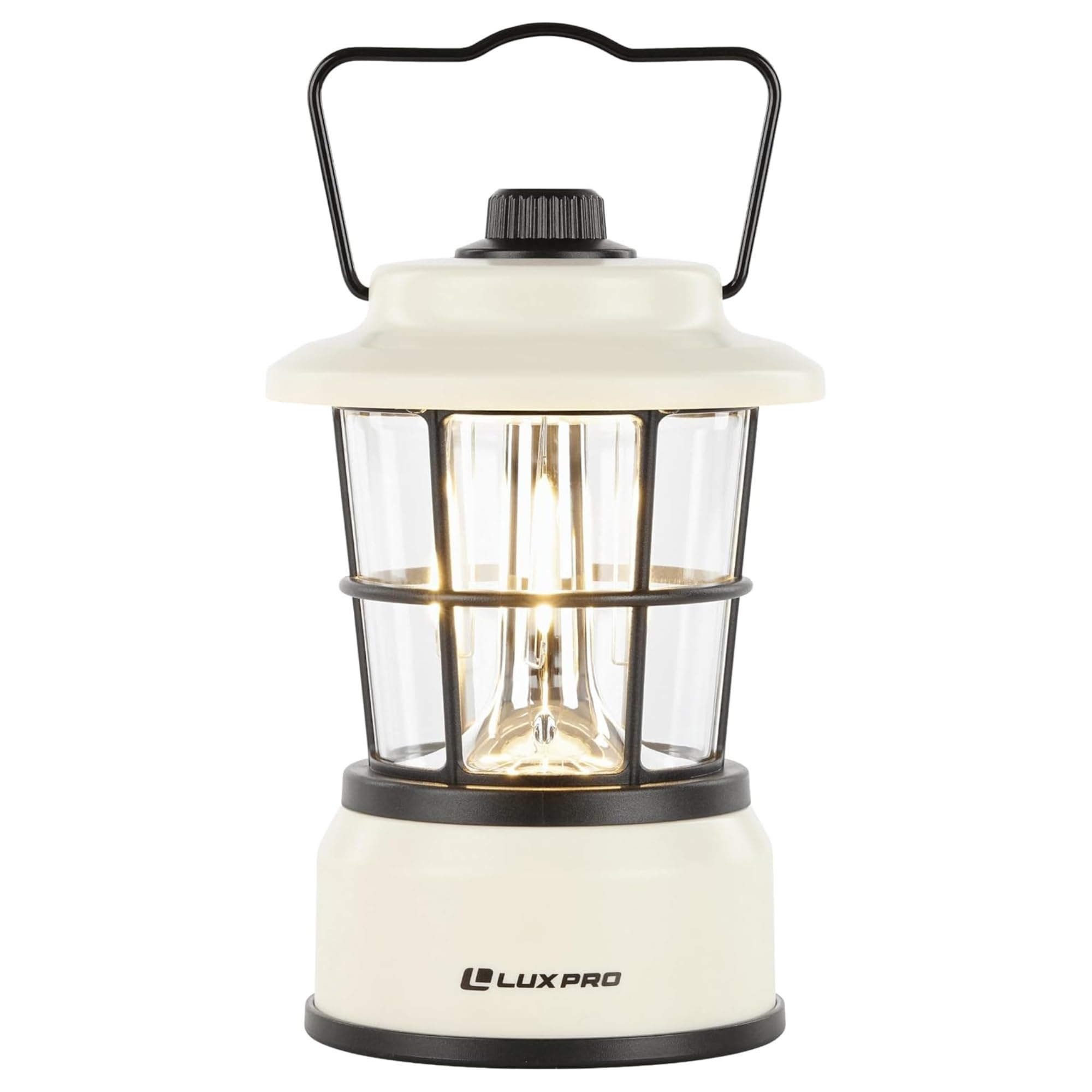 LUXPRO Retro LED Lantern - Battery-Powered Emergency Lantern - Water Resistant - Bright LED Lamp for Indoor & Outdoor Use - Use for Tents, Hiking or Hurricane Prep (Blac, Pack of 1)