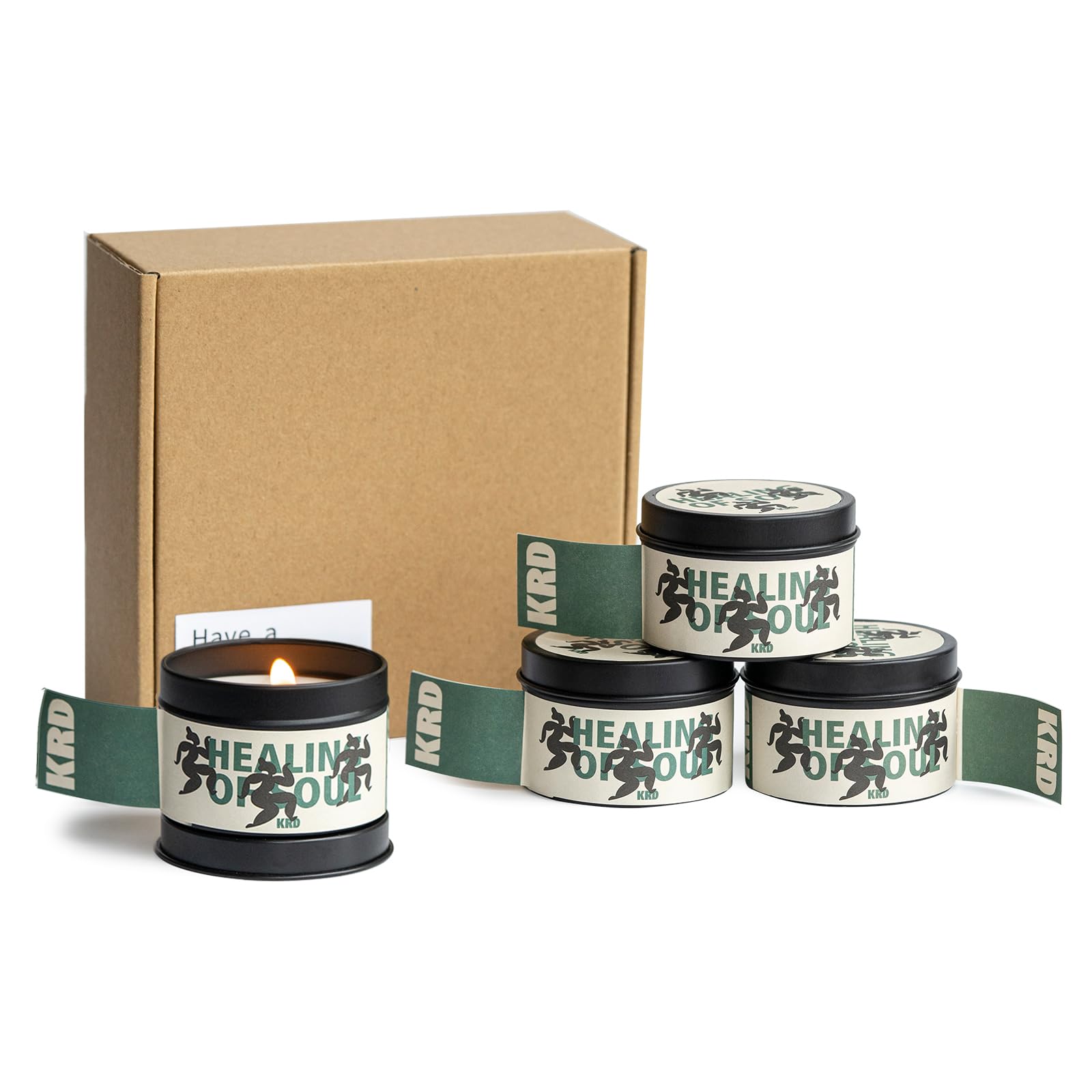 KRD Series Scented Candles 4 Pack, 90g Lightweight Tins, 20H Burn Each, Portable Soy Wax Travel Candles for Camping Backpack Vacation, 4 Scents