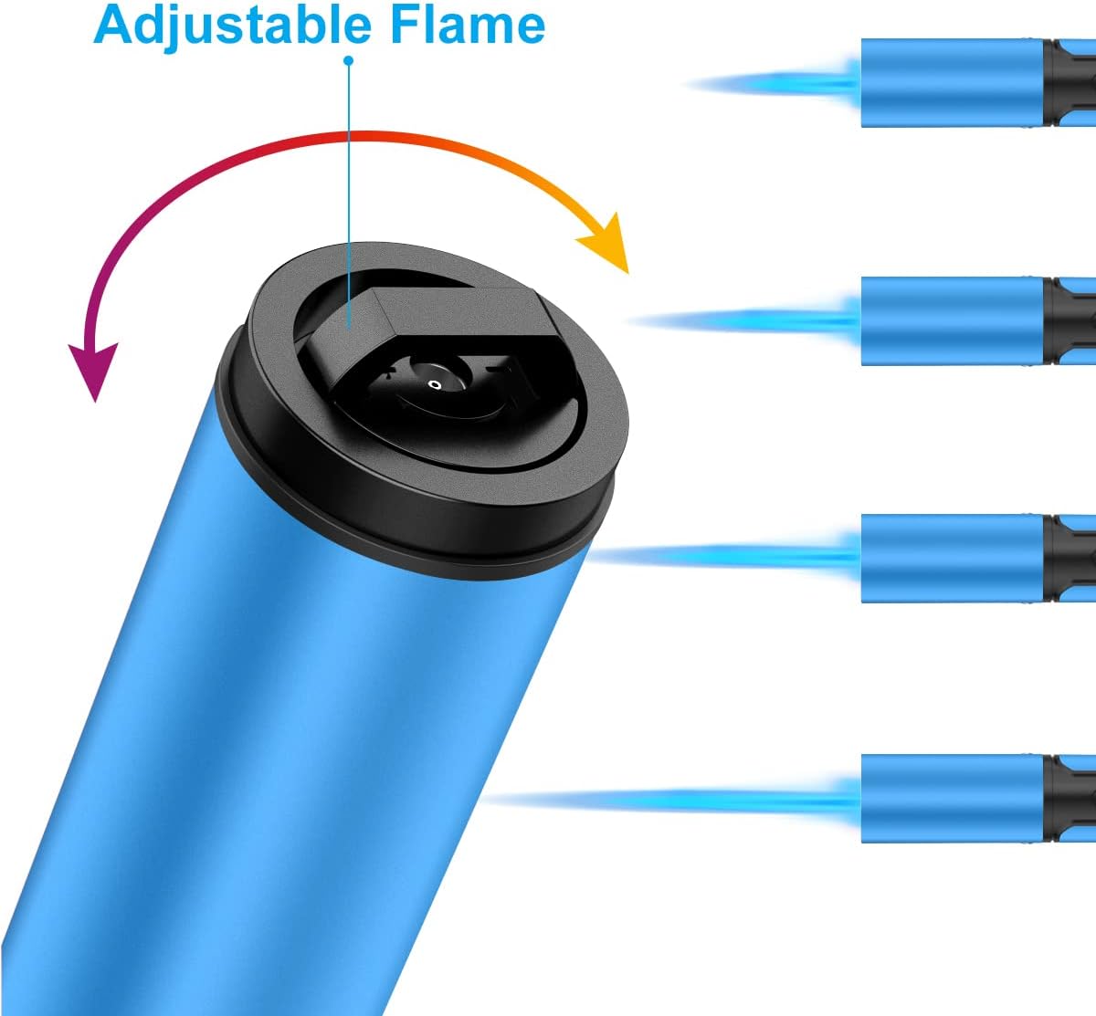 Torch Lighters 2 Pack Adjustable Jet Flame Butane Lighter, Refillable Gas Torch Lighter for Candles Grill BBQ Fireplaces Camping (Butane Not Included)