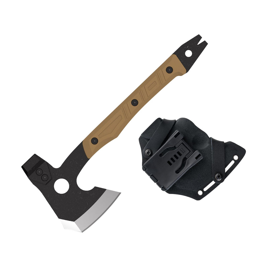 OKNIFE Otacle A1 Survival Hatchet & Camping Axe, 4 in 1 Full Tang Tactical Axe, G10 Non-Slip Grip Tomahawk with Durable Kydex Sheath (OD Green)