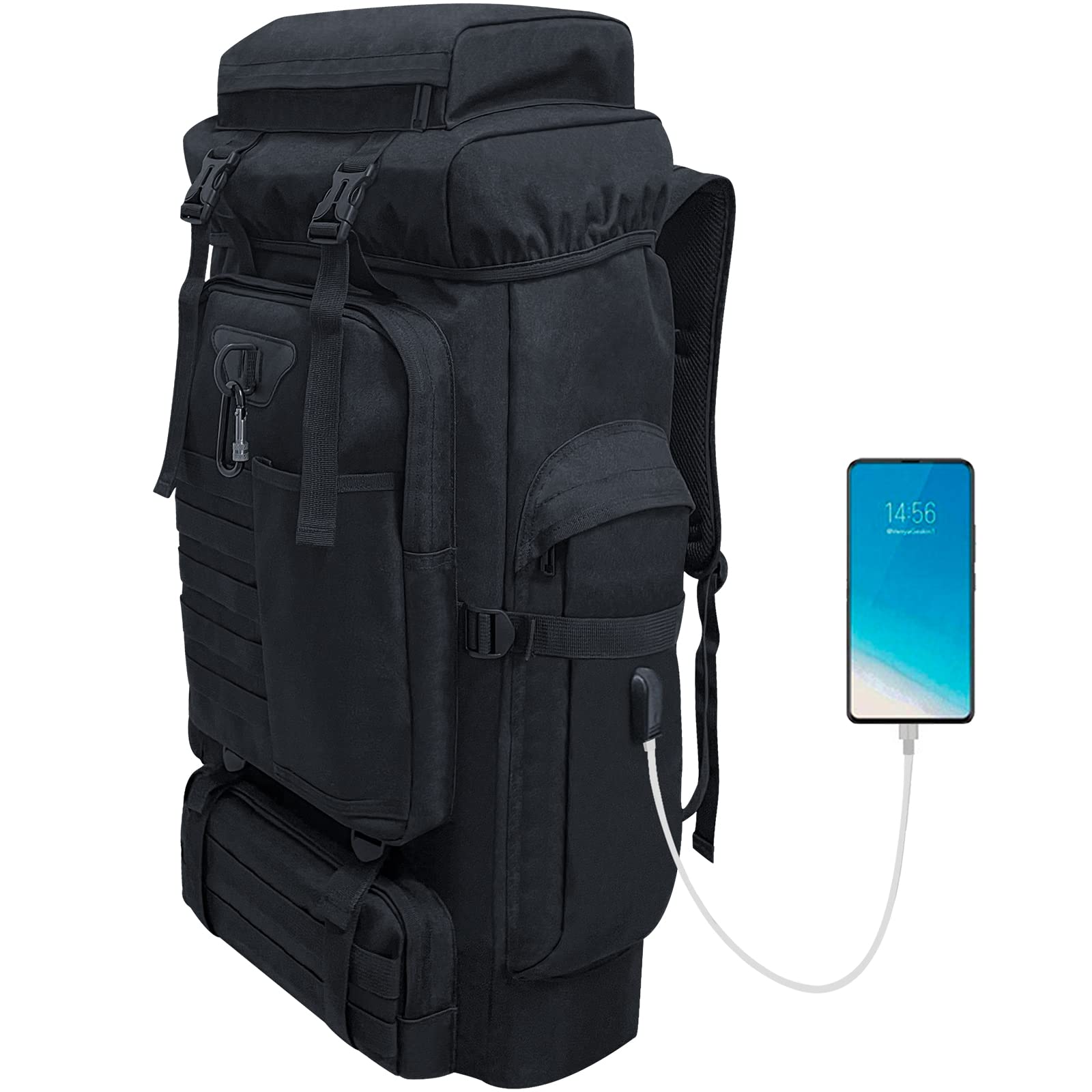 80L 100 liters Hiking Backpack Camping Rucksack, Men Outdoor Travel Climbing Knapsack Mountaineering Trekking Backpack