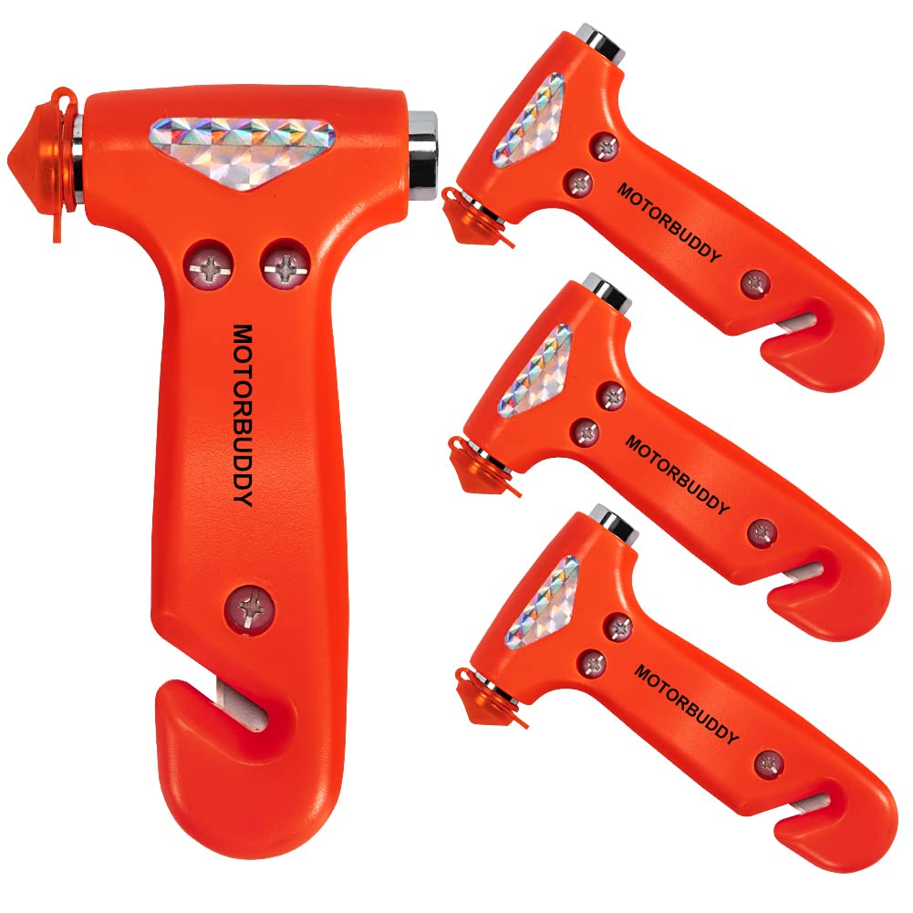 2-Pack Car Safety Hammer Seatbelt Cutter, Auto Emergency Escape Hammer with Window Glass Breaker and Seat Belt Cutter, Striking Red Escape Tool for Car Accidents