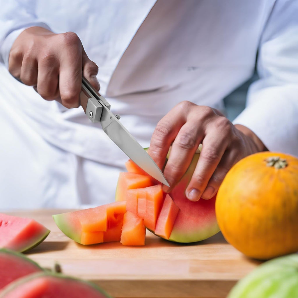 Huusk Japanese Folding Fruit Knife - Pocket Paring Knives with 440C Stainless Steel Ultra Sharp Blade, Portable Kitchen Knives, Gifts for Men