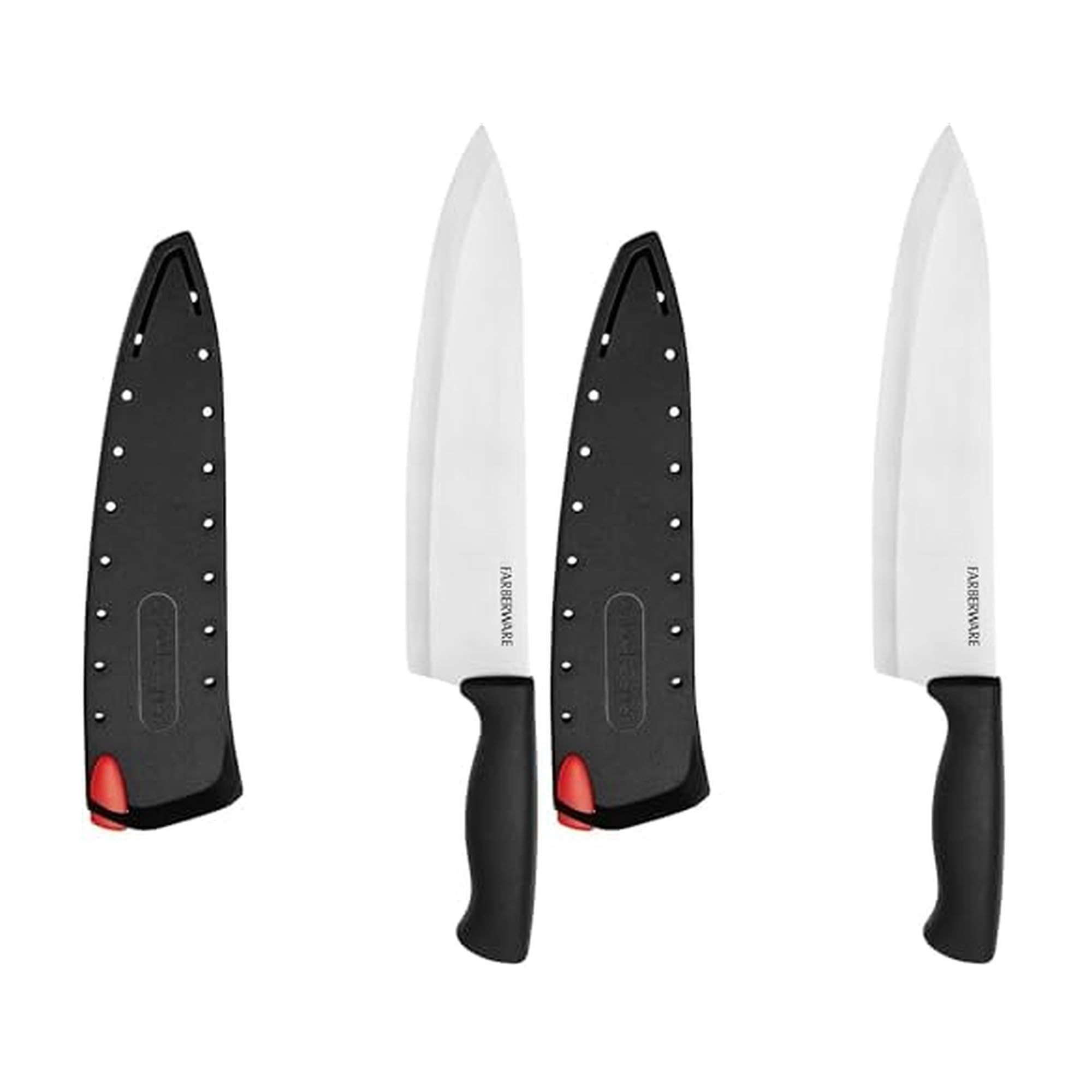 Farberware Edgekeeper 6-Inch Chef Knife with Self-Sharpening Blade Cover, High Carbon-Stainless Steel Kitchen Knife with Ergonomic Handle, Razor-Sharp Knife, Black