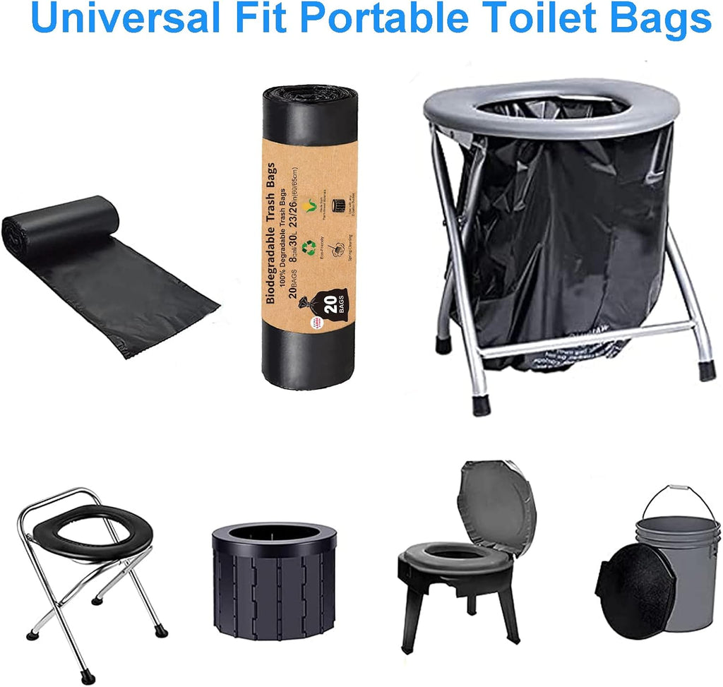 Compostable Camping Toilet Bags - 40 Count, 8 Gallon, 30 Liter, Portable Toilet Replacement Bags for Outdoors, Boating, Car Travel, Long Trips