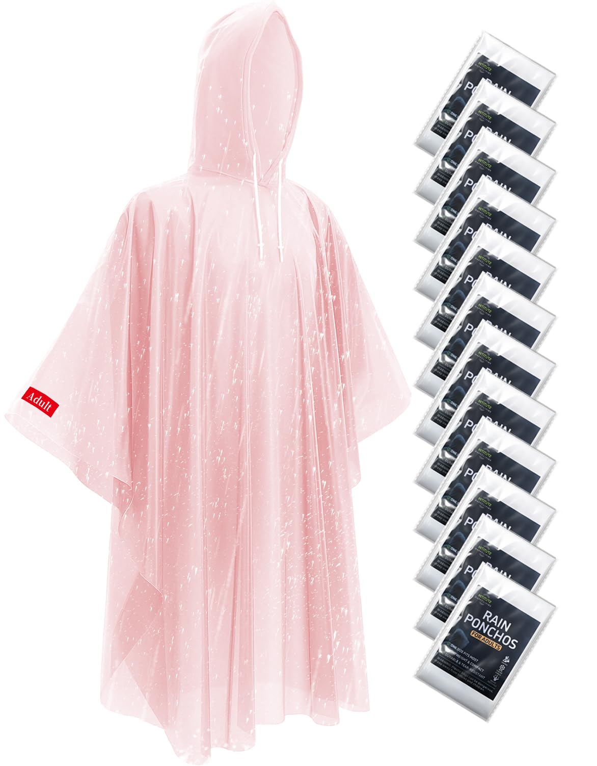 Hitituto Rain Ponchos for Adults - Extra Long Emergency Poncho with Hood, 6/12/24 Family Pack Raincoat, Home Survival Kits