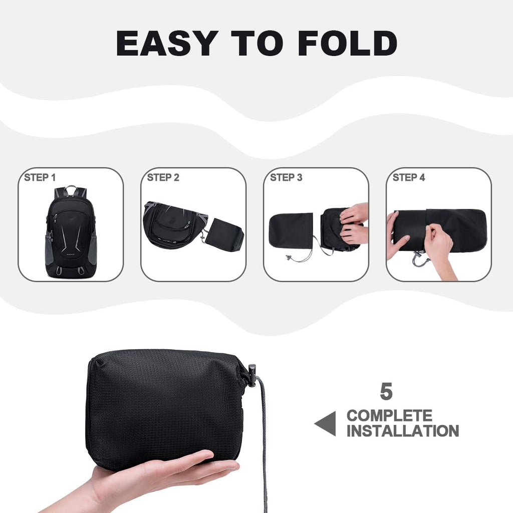 MIYCOO Backpack - Ultra Lightweight Packable Backpack for Travel Camping, 45L Hiking Back Pack Waterproof Foldable Daypack for Men Women Black