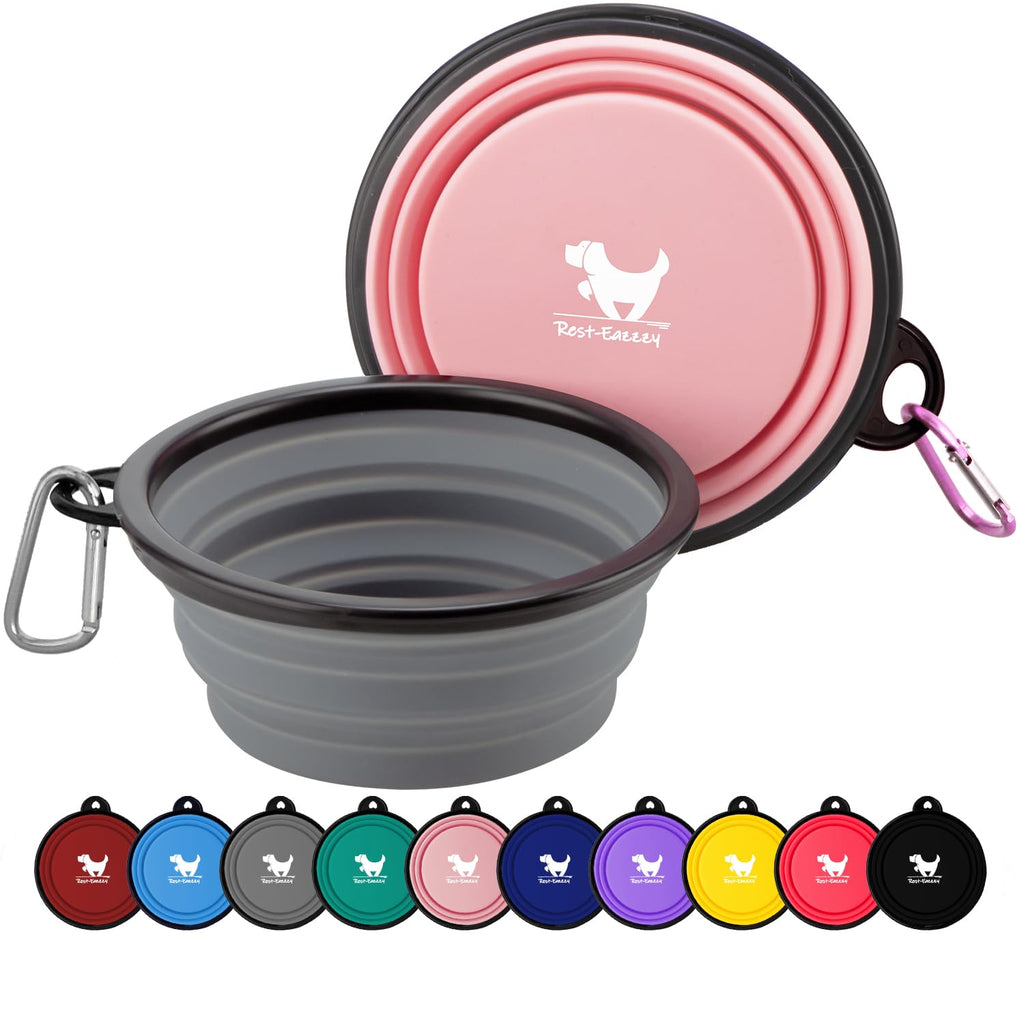 Collapsible Dog Bowls for Travel, 2-Pack Dog Portable Water Bowl for Dogs Cats Pet Foldable Feeding Watering Dish for Traveling Camping Walking with 2 Carabiners, BPA Free