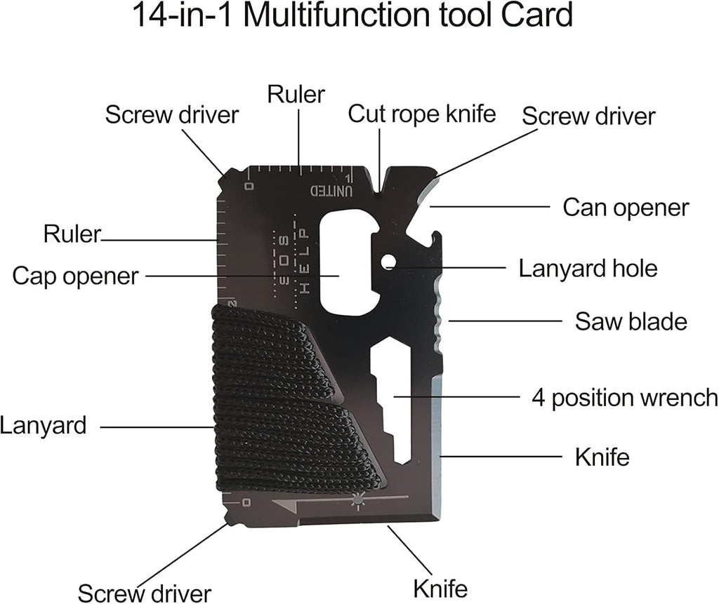 Emergency Survival Kit – Windproof Matches with Waterproof Case, Waxed Fire Rope, Wire Saw, Knife, Tool Card, Blanket, Carabiner – Camping Hiking Outdoor Fire Starter Set