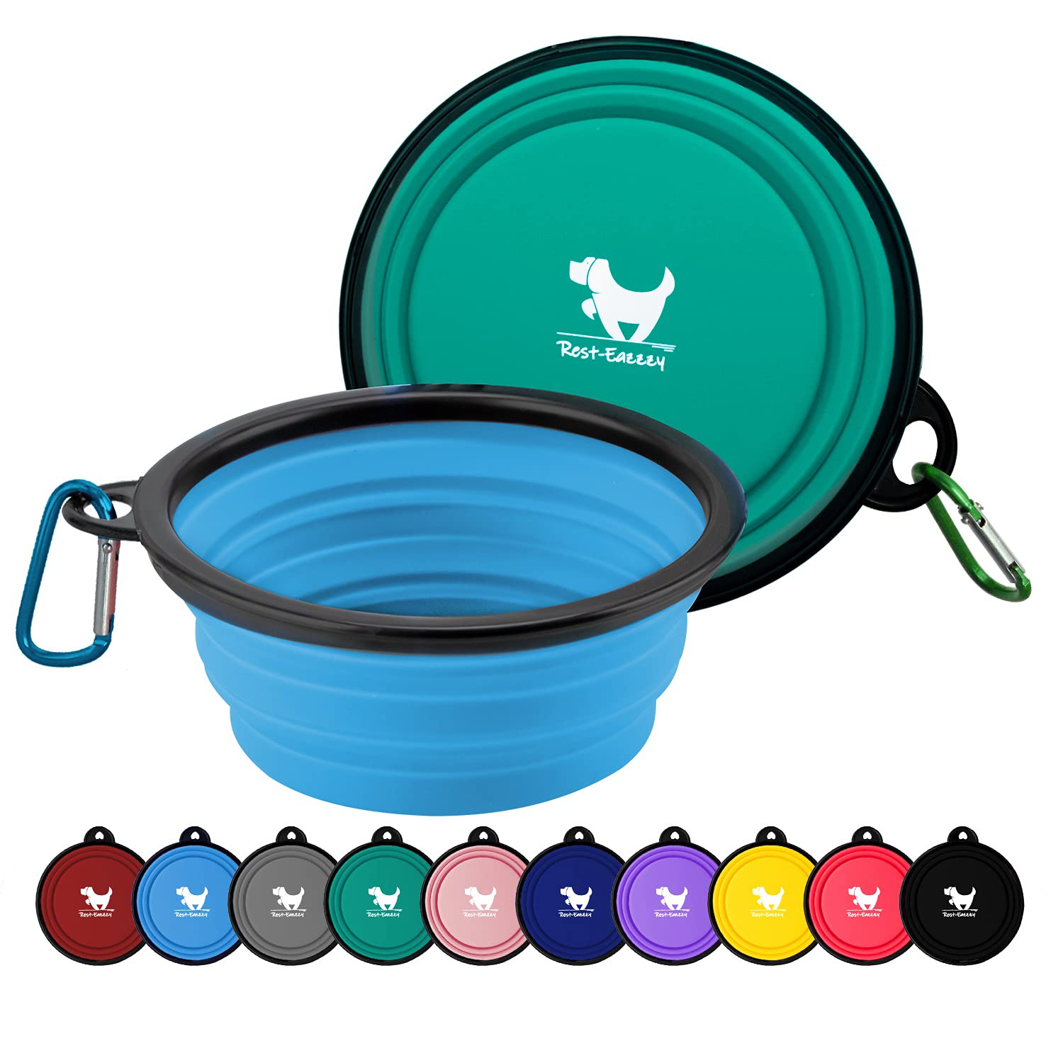 Collapsible Dog Bowls for Travel, 2-Pack Dog Portable Water Bowl for Dogs Cats Pet Foldable Feeding Watering Dish for Traveling Camping Walking with 2 Carabiners, BPA Free