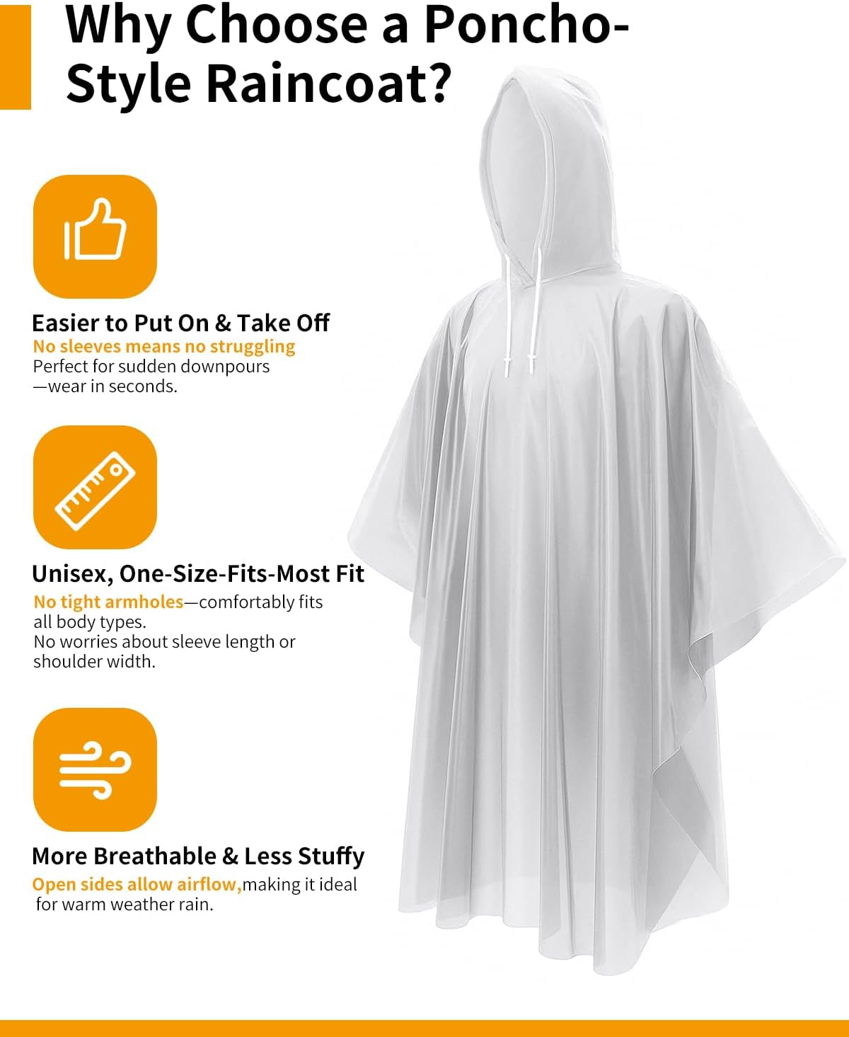 Hitituto Rain Ponchos for Adults - Extra Long Emergency Poncho with Hood, 6/12/24 Family Pack Raincoat, Home Survival Kits