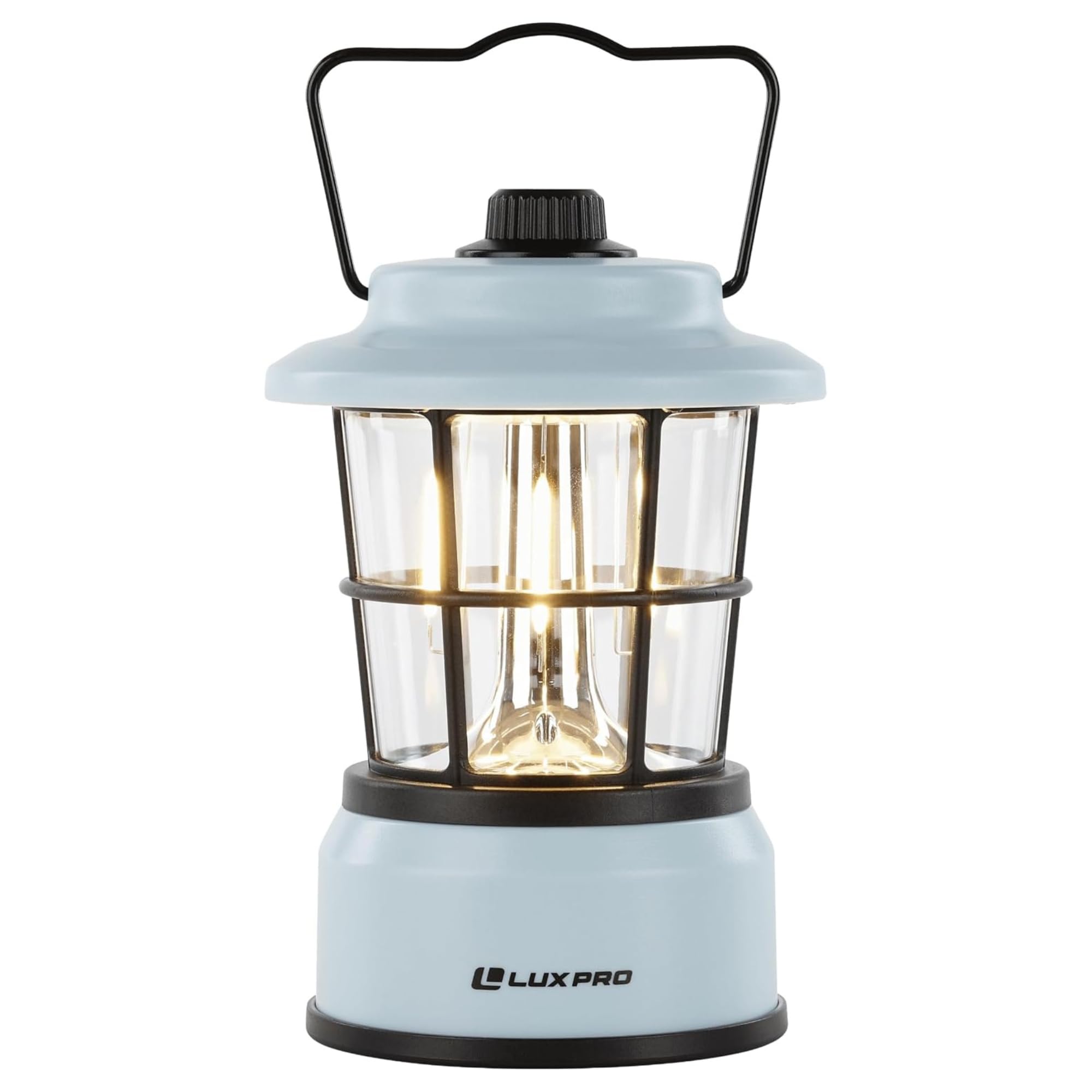 LUXPRO Retro LED Lantern - Battery-Powered Emergency Lantern - Water Resistant - Bright LED Lamp for Indoor & Outdoor Use - Use for Tents, Hiking or Hurricane Prep (Blac, Pack of 1)