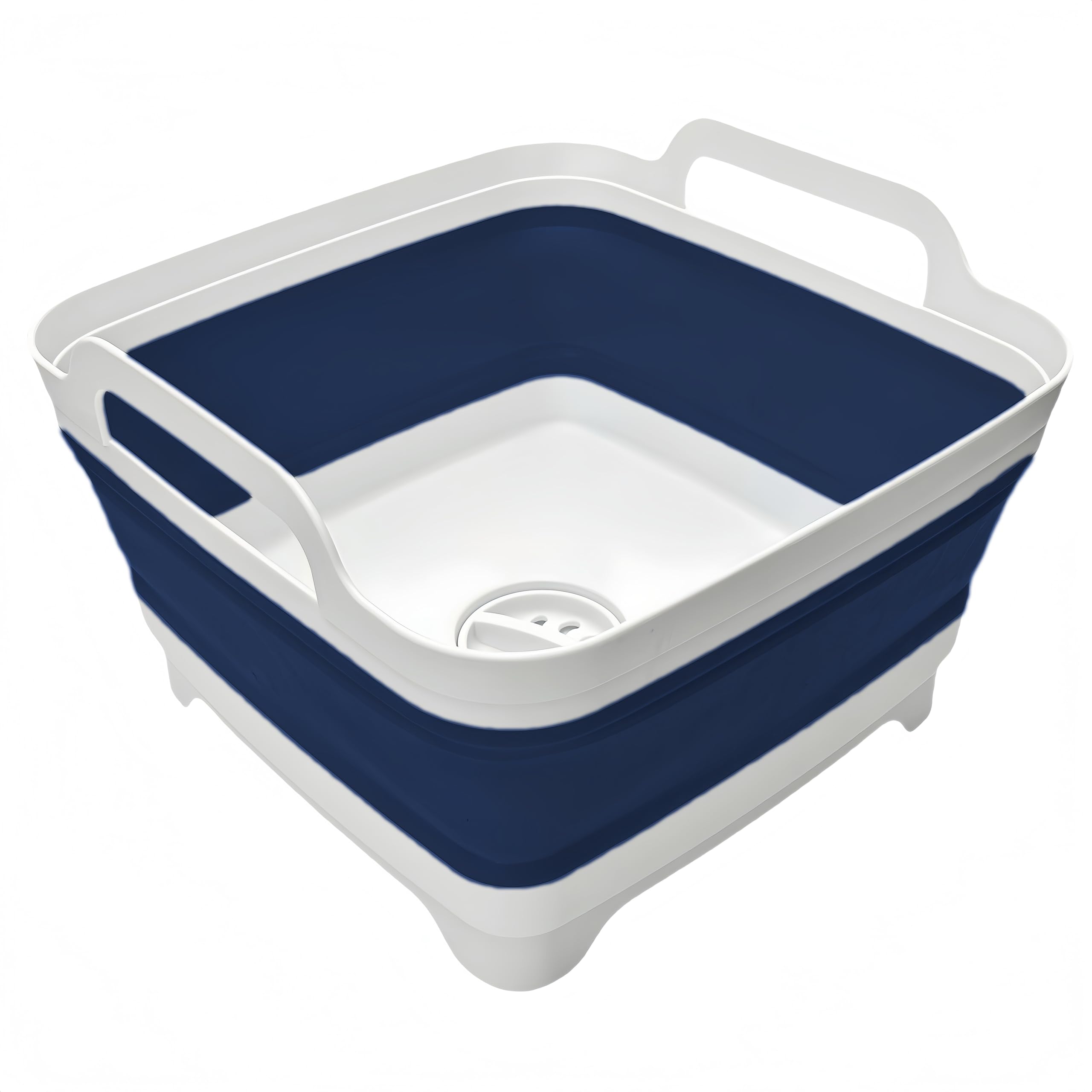 Collapsible Wash Basin 9L, Foldable Dish Tub with Drain Plug, Portable Collapsible Dish Basin, Camping Sink for Washing Dishes, Laundry & Kitchen Use,Gray