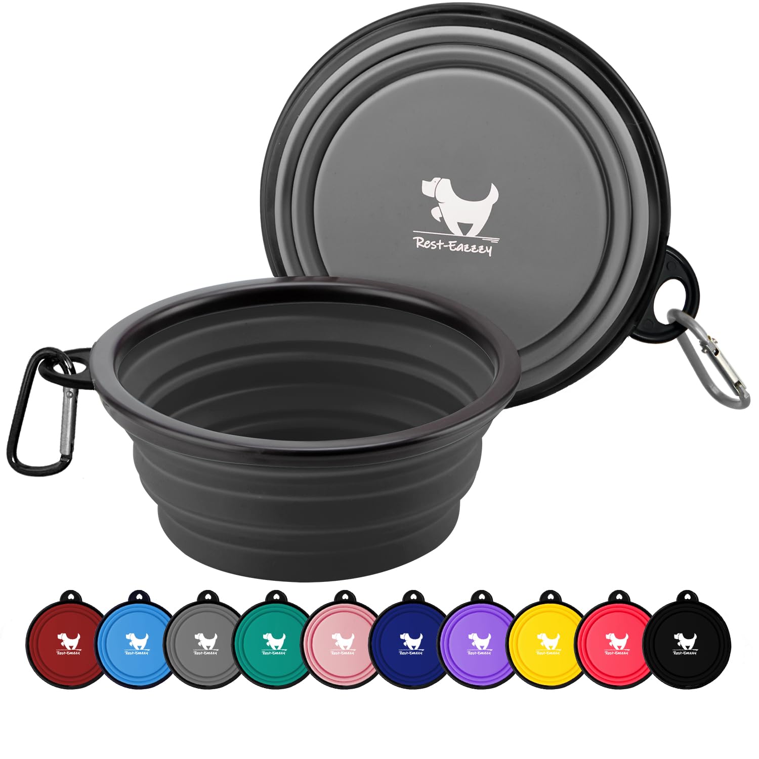 Collapsible Dog Bowls for Travel, 2-Pack Dog Portable Water Bowl for Dogs Cats Pet Foldable Feeding Watering Dish for Traveling Camping Walking with 2 Carabiners, BPA Free