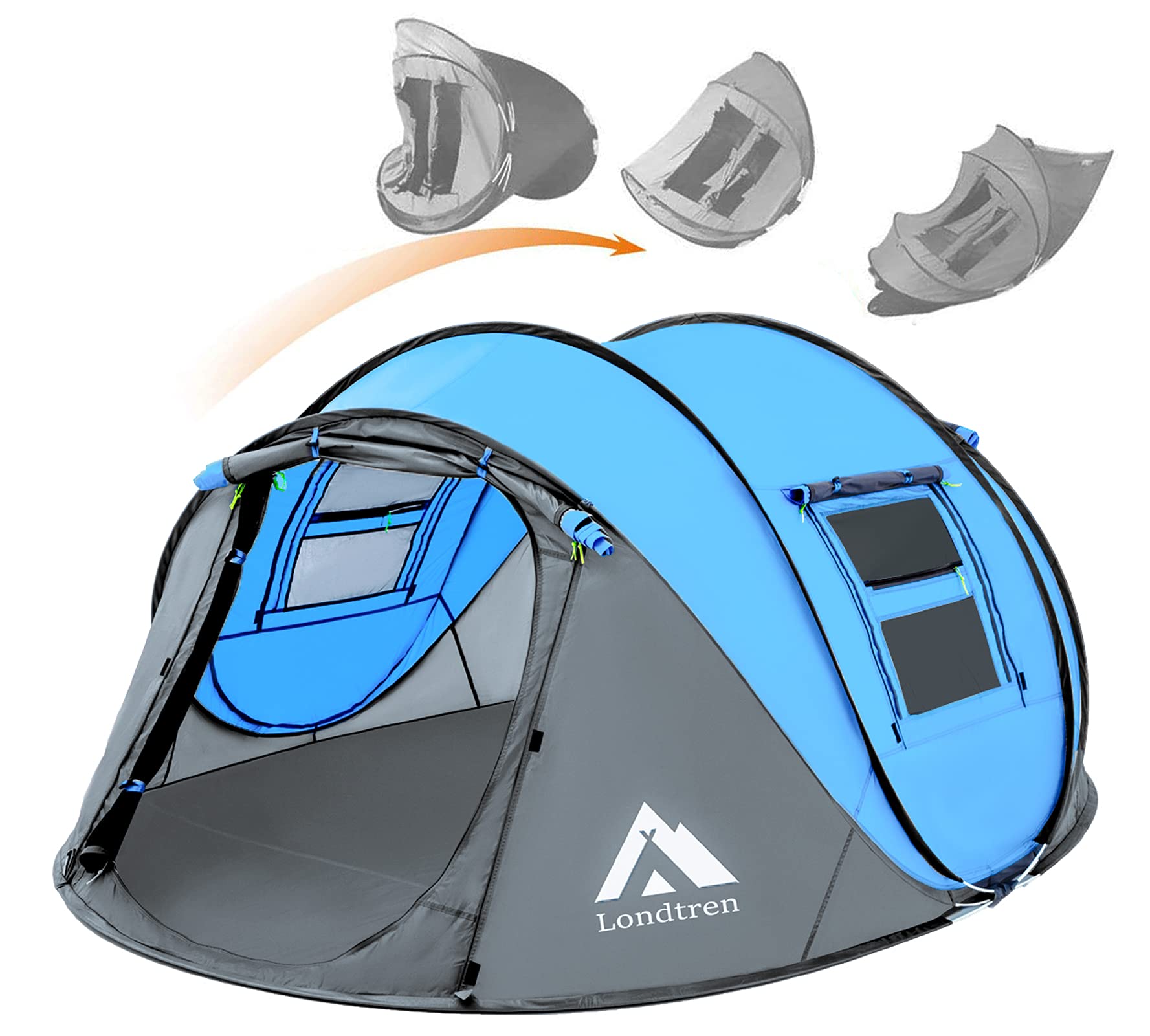 4 Person Easy Pop Up Tent Waterproof Automatic Setup 2 Doors-Instant Family Tents for Camping Hiking & Traveling