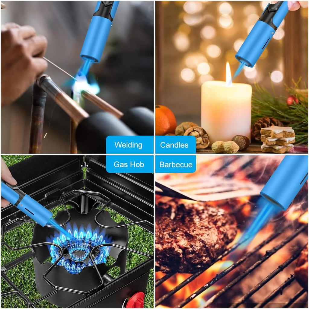 Torch Lighters 2 Pack Adjustable Jet Flame Butane Lighter, Refillable Gas Torch Lighter for Candles Grill BBQ Fireplaces Camping (Butane Not Included)