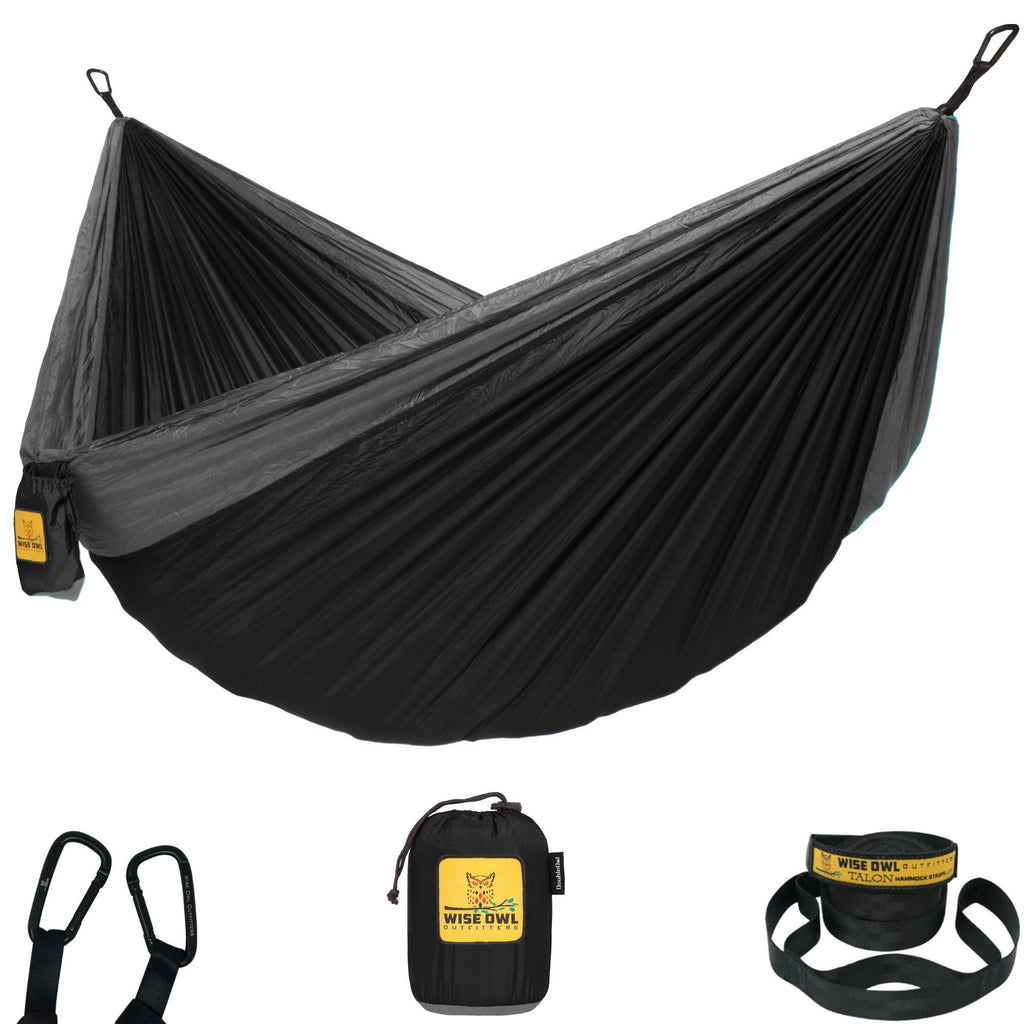Wise Owl Outfitters Camping Hammock – 500lbs Portable Hammock with Tree Straps - Travel, Backpacking, Hiking, Outdoors Camping Gear - Single or Double