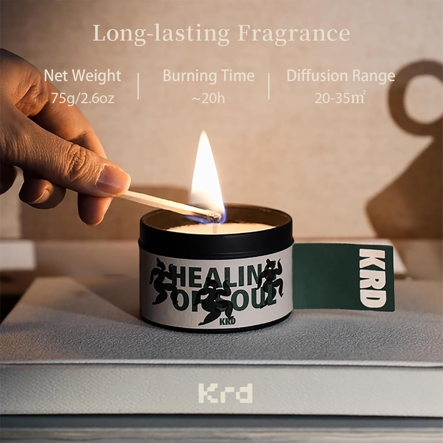KRD Series Scented Candles 4 Pack, 90g Lightweight Tins, 20H Burn Each, Portable Soy Wax Travel Candles for Camping Backpack Vacation, 4 Scents