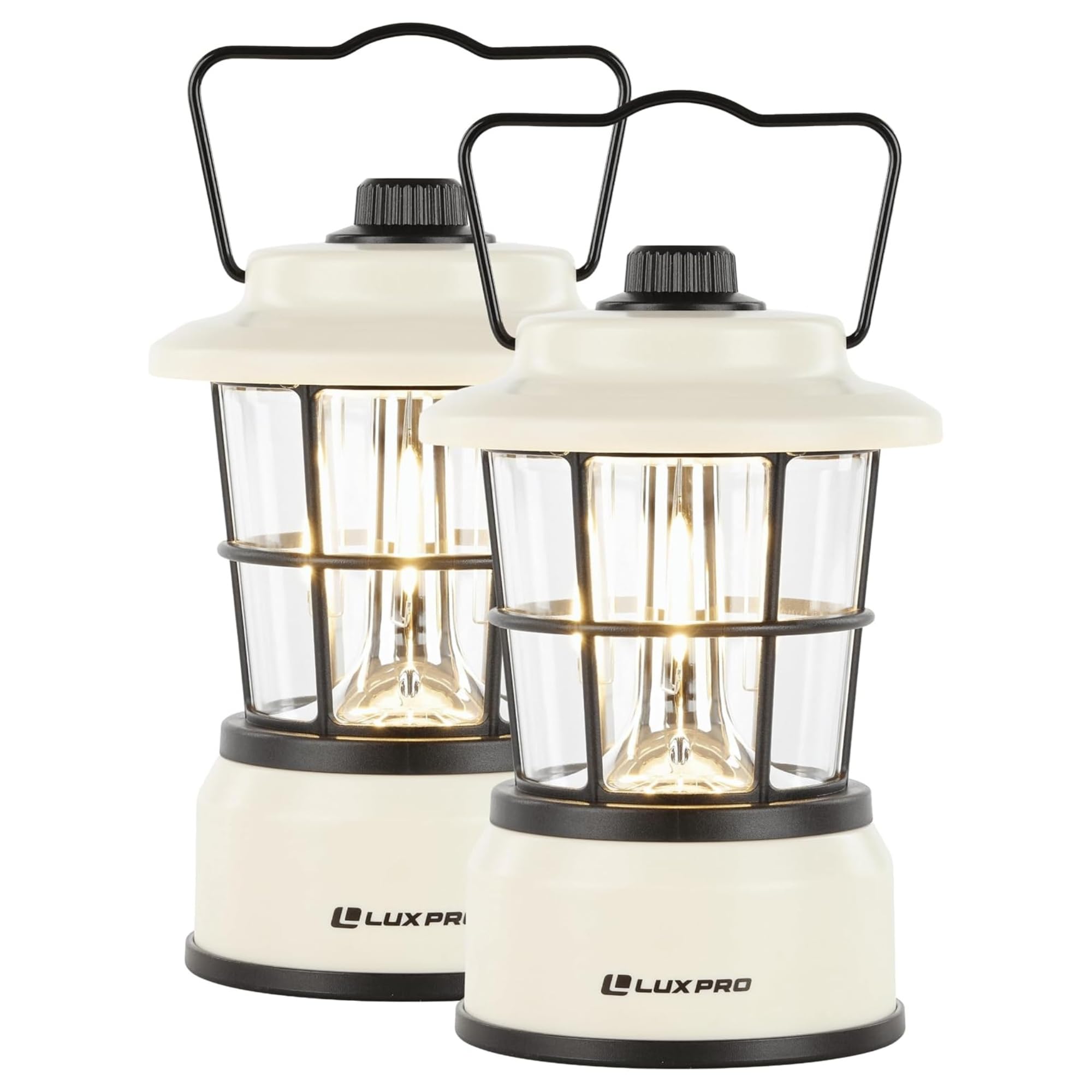 LUXPRO Retro LED Lantern - Battery-Powered Emergency Lantern - Water Resistant - Bright LED Lamp for Indoor & Outdoor Use - Use for Tents, Hiking or Hurricane Prep (Blac, Pack of 1)