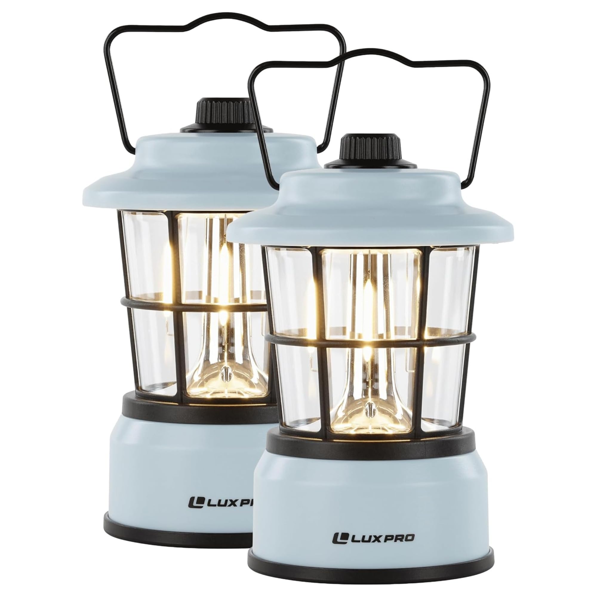 LUXPRO Retro LED Lantern - Battery-Powered Emergency Lantern - Water Resistant - Bright LED Lamp for Indoor & Outdoor Use - Use for Tents, Hiking or Hurricane Prep (Blac, Pack of 1)