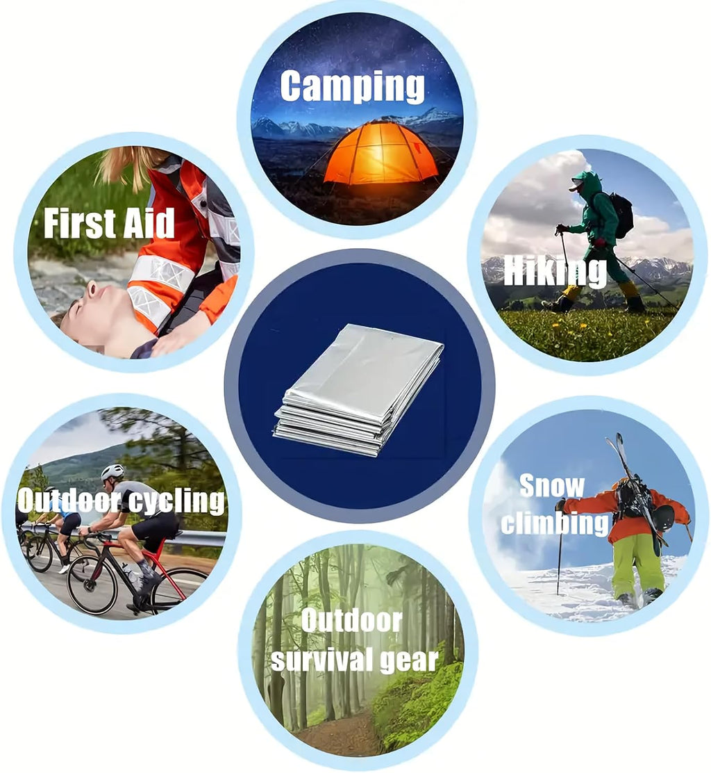 Emergency Survival Kit – Windproof Matches with Waterproof Case, Waxed Fire Rope, Wire Saw, Knife, Tool Card, Blanket, Carabiner – Camping Hiking Outdoor Fire Starter Set