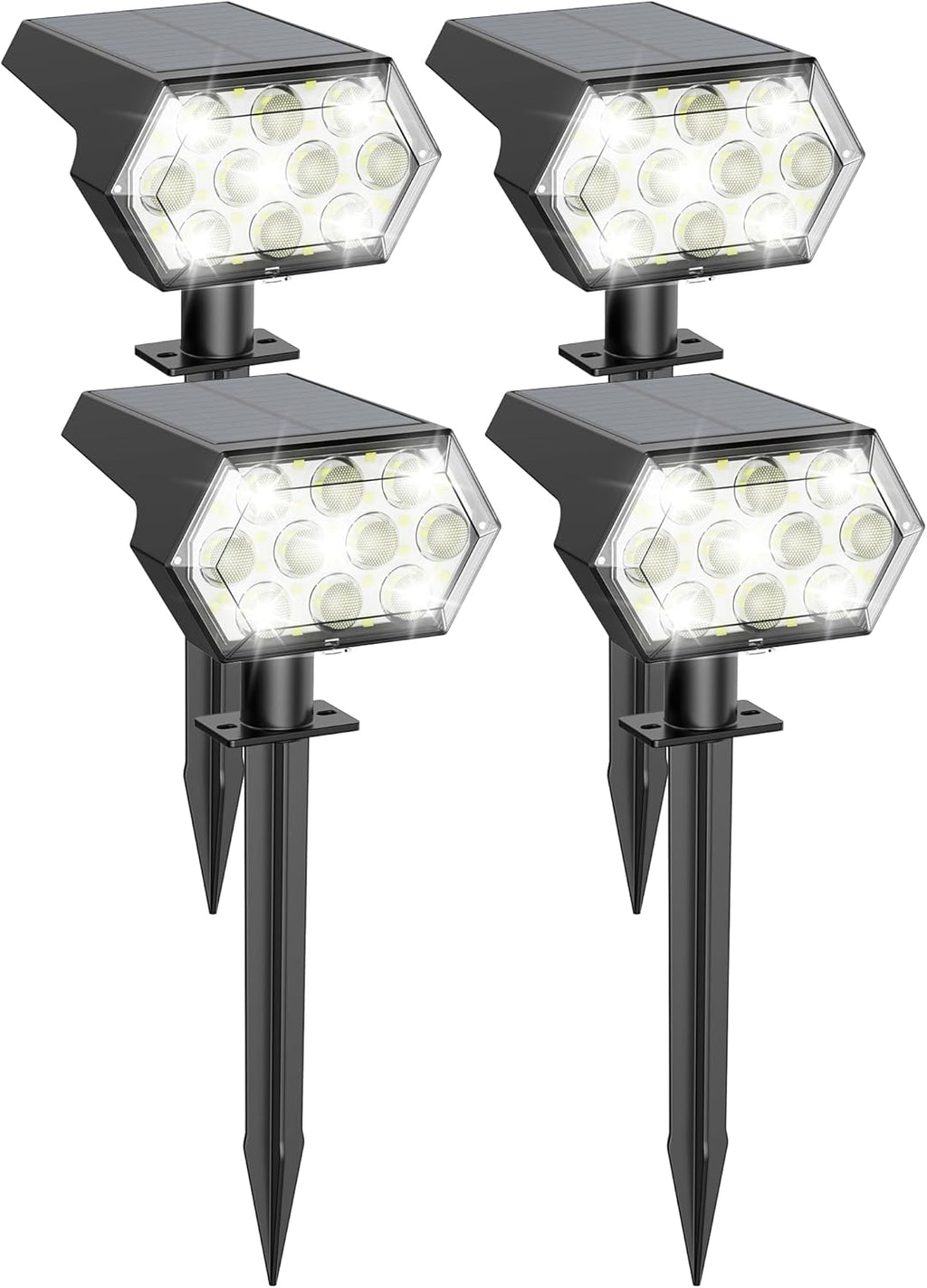 Kaxiida Solar Spot Lights Outdoor Waterproof IP68, 3 Modes & 25% Larger Panel Upgrade Pro Max 92 LED Solar Landscape Lights for Yard Pathway Patio Garden Decor (Cold White,4 Pack)