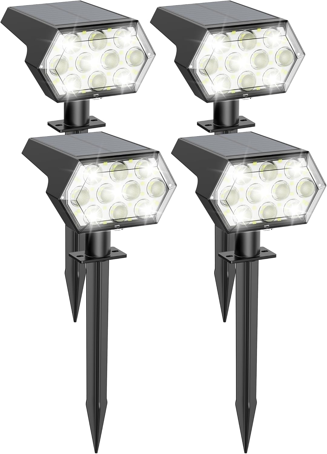 Kaxiida Solar Spot Lights Outdoor Waterproof IP68, 3 Modes & 25% Larger Panel Upgrade Pro Max 92 LED Solar Landscape Lights for Yard Pathway Patio Garden Decor (Cold White,4 Pack)