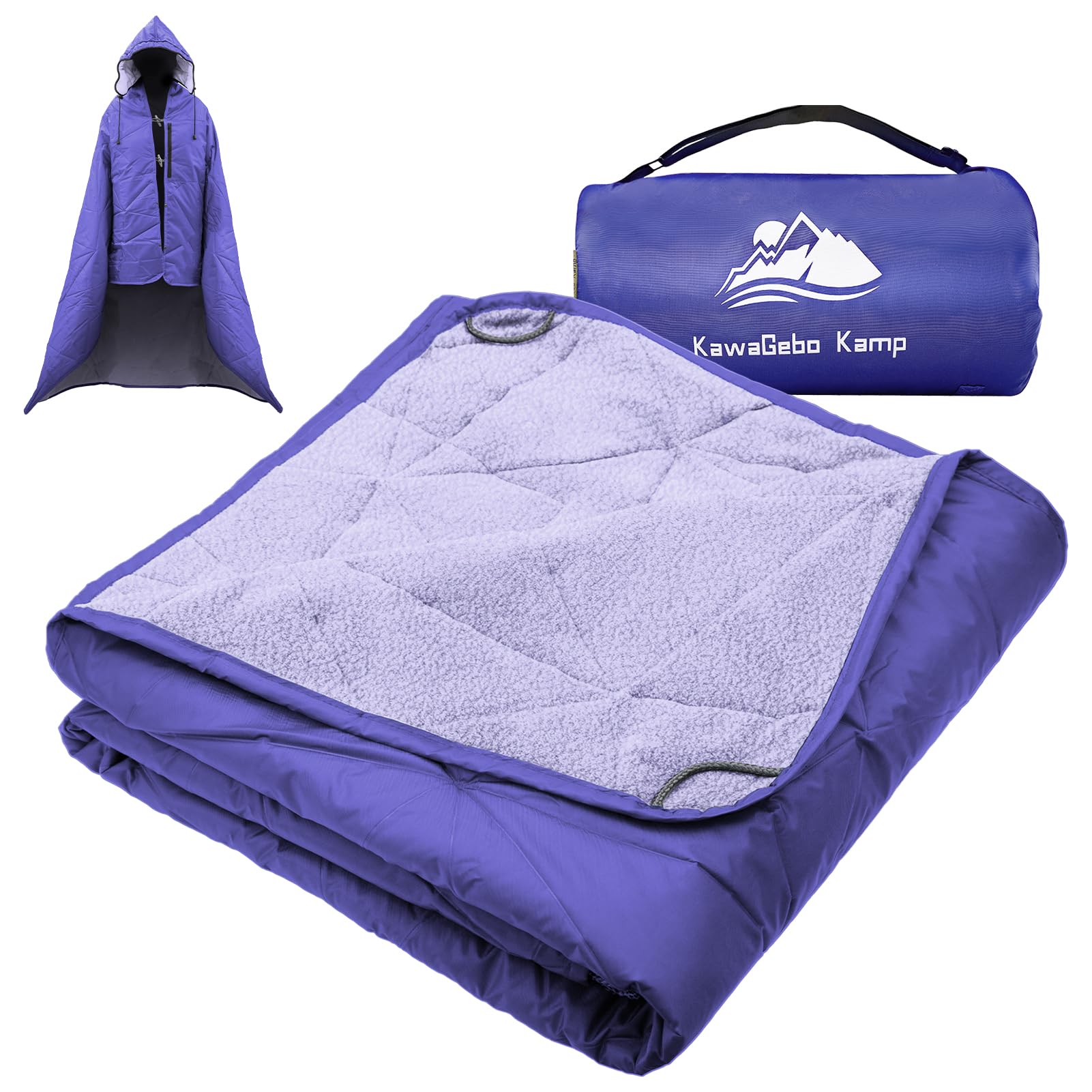 Outdoor Waterproof Blanket, Foldable Fleece Stadium Blanket for Outdoor Sports Event, Camping, Car, Pet, Picnics - Windproof, Wearable, Machine Washable 80" x 58" (Black Gray)