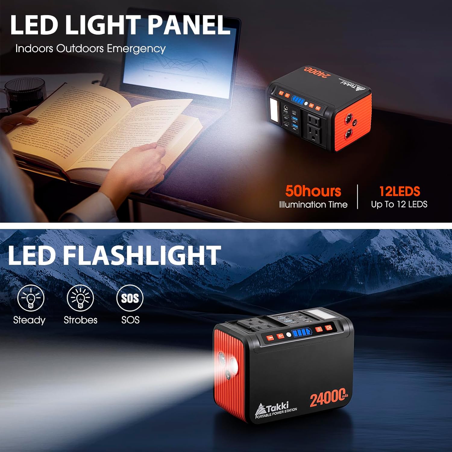 Takki 88.8Wh Portable Power Station Lithium Battery Solar Generator Power Bank with 110V AC Outlet Battery Backup for Camping Home Use Emergency(Solar Panel Optional)