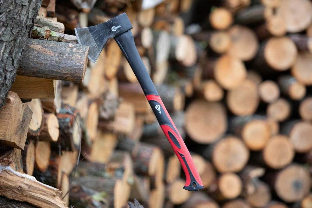 INTERTOOL 24-Inch Chopping Axe | Medium Size Felling Ax for Wood Splitting & Camping | Shock Absorbing Fiberglass Handle with Sheath | HT-0263