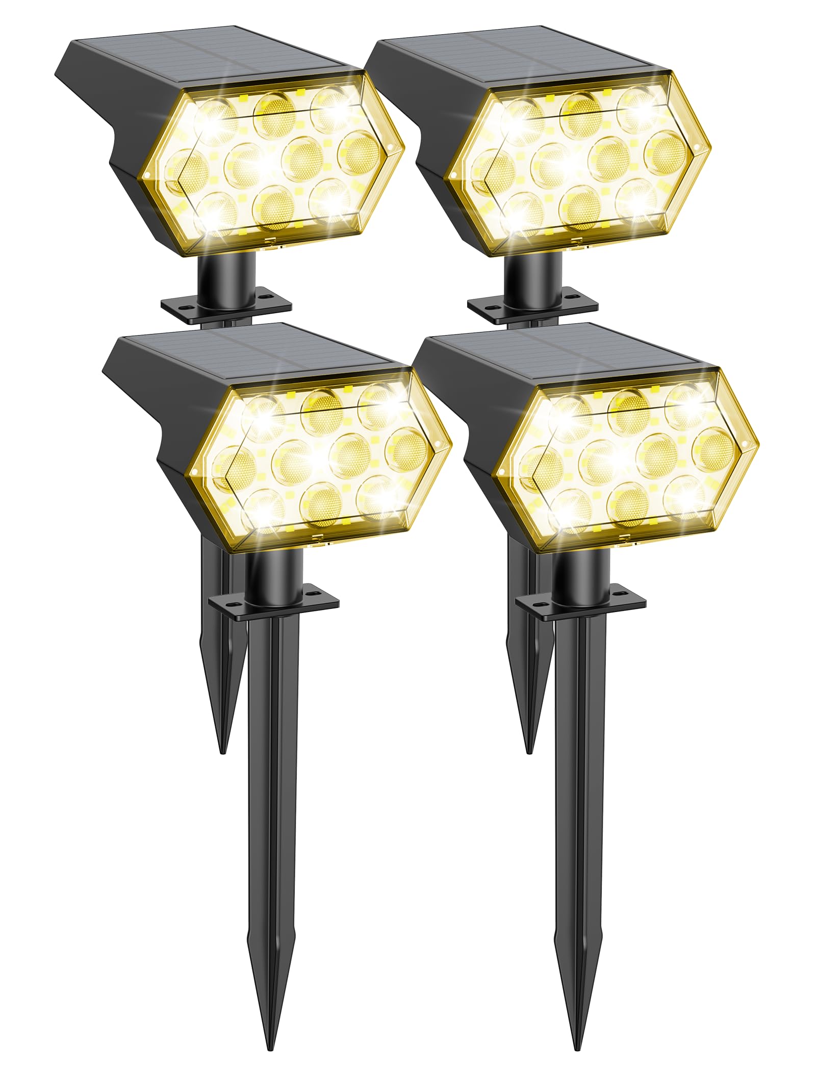 Kaxiida Solar Spot Lights Outdoor Waterproof IP68, 3 Modes & 25% Larger Panel Upgrade Pro Max 92 LED Solar Landscape Lights for Yard Pathway Patio Garden Decor (Cold White,4 Pack)