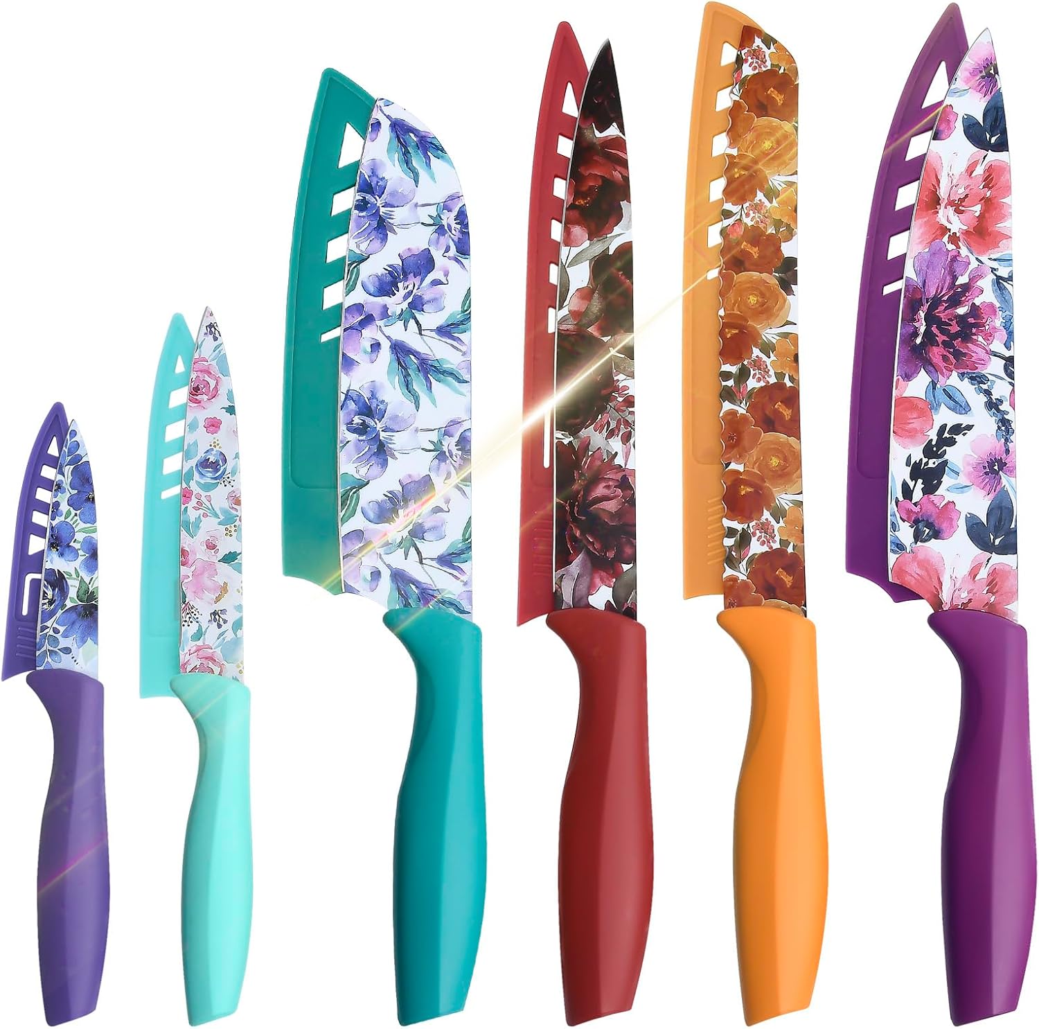 UPTRUST Knife Set, 12-piece Kitchen Knife Set Nonstick Coated, Professional Kitchen Cutlery Set for Chef, Cooking, Camping, Outdoor, Gift