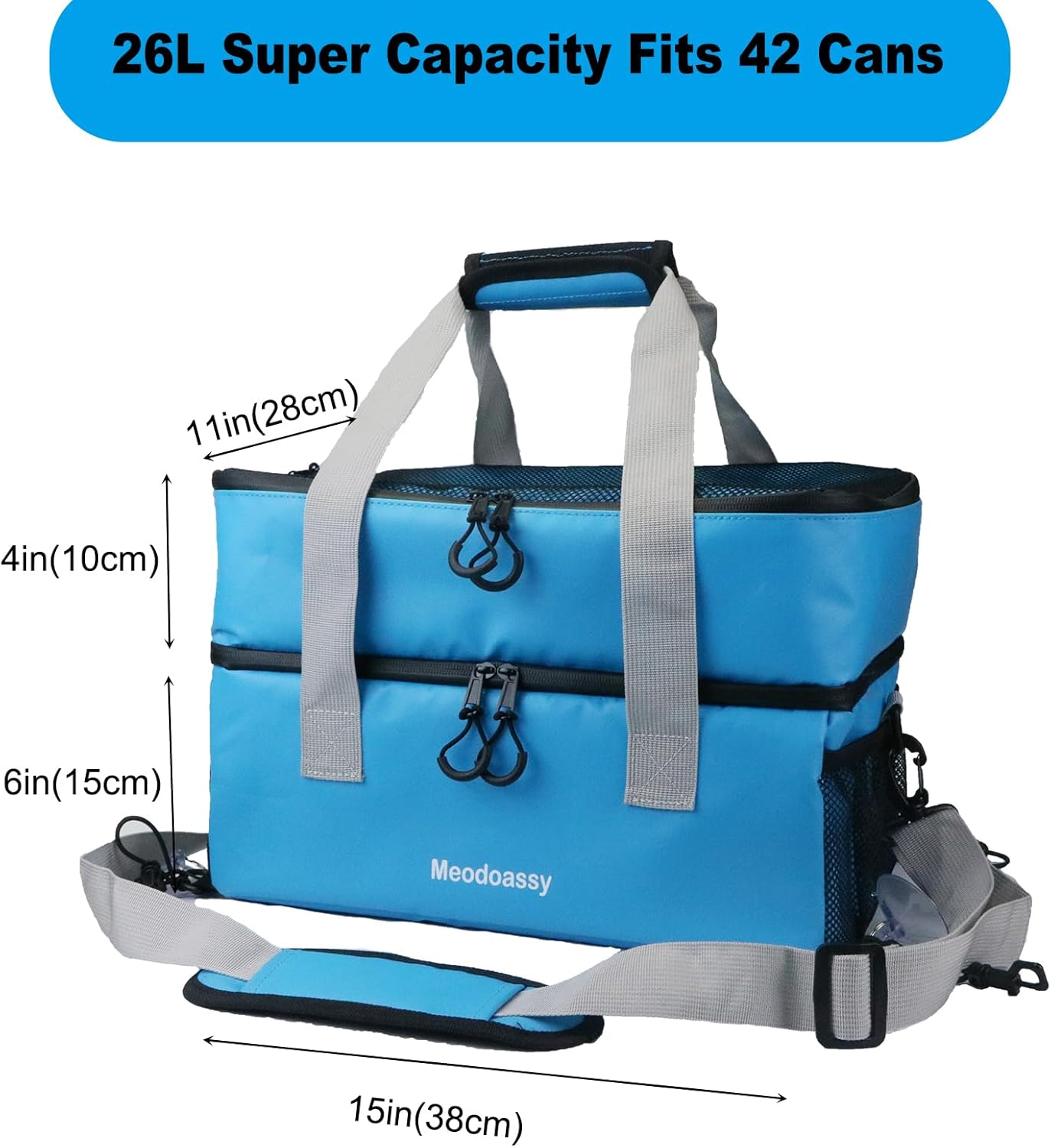 Paddle Board Cooler Waterproof,26L SUP Paddleboard Cooler Deck Bag fits 42 Cans,2 Compartments Paddle Board Accessories for Kayaking,Beach, Camping(Blue)