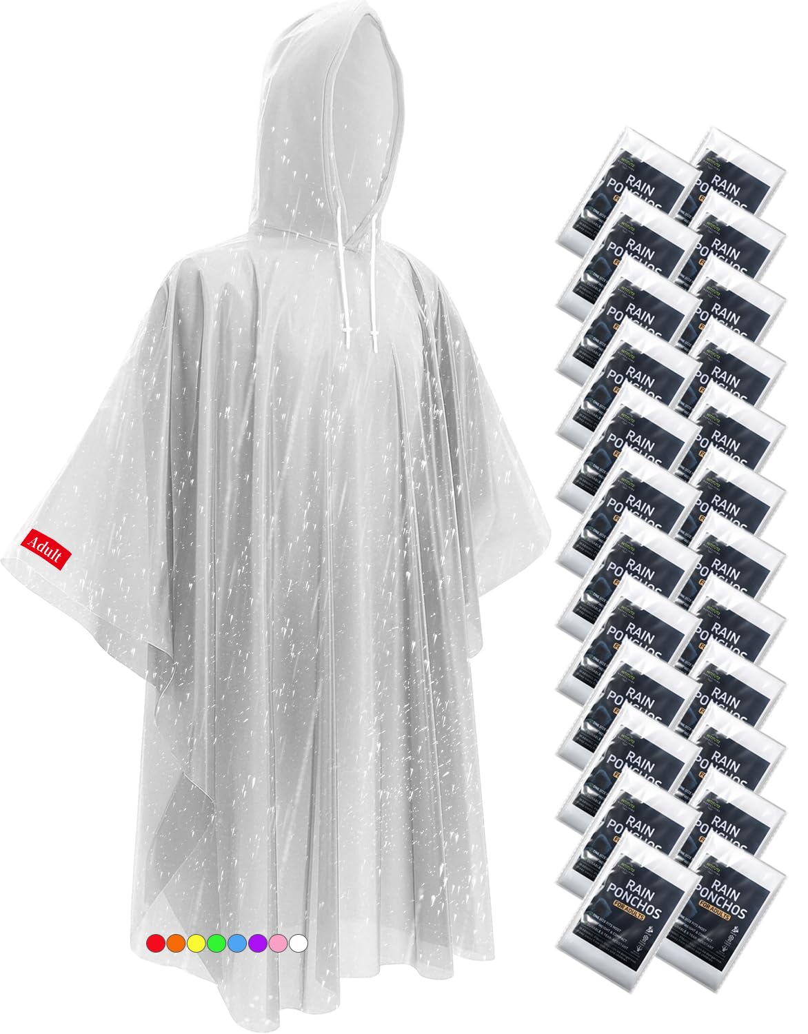 Hitituto Rain Ponchos for Adults - Extra Long Emergency Poncho with Hood, 6/12/24 Family Pack Raincoat, Home Survival Kits