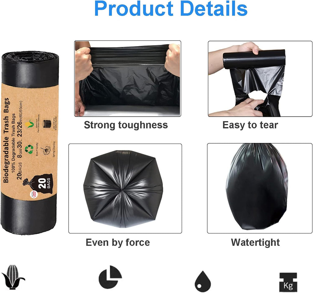 Compostable Camping Toilet Bags - 40 Count, 8 Gallon, 30 Liter, Portable Toilet Replacement Bags for Outdoors, Boating, Car Travel, Long Trips