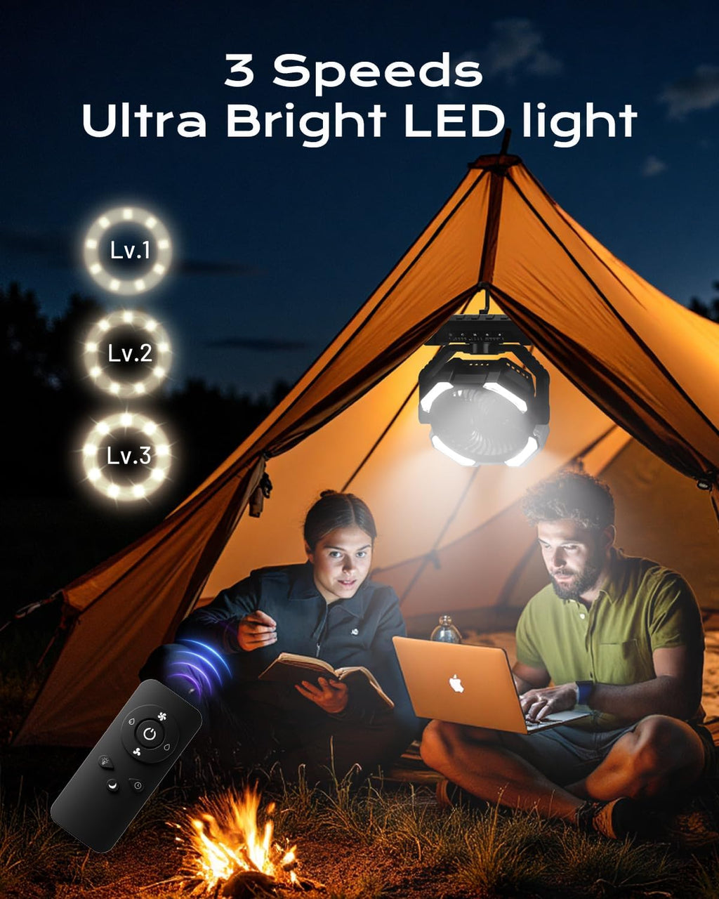 Misting Fan Portable with 250ml Water Tank, 24000mAh Rechargeable Cooling Fans for Outside, Outdoor Water Misters with 2 Mist Modes, Remote Control Camping Fan with Timer for Beach, Patios, Tents