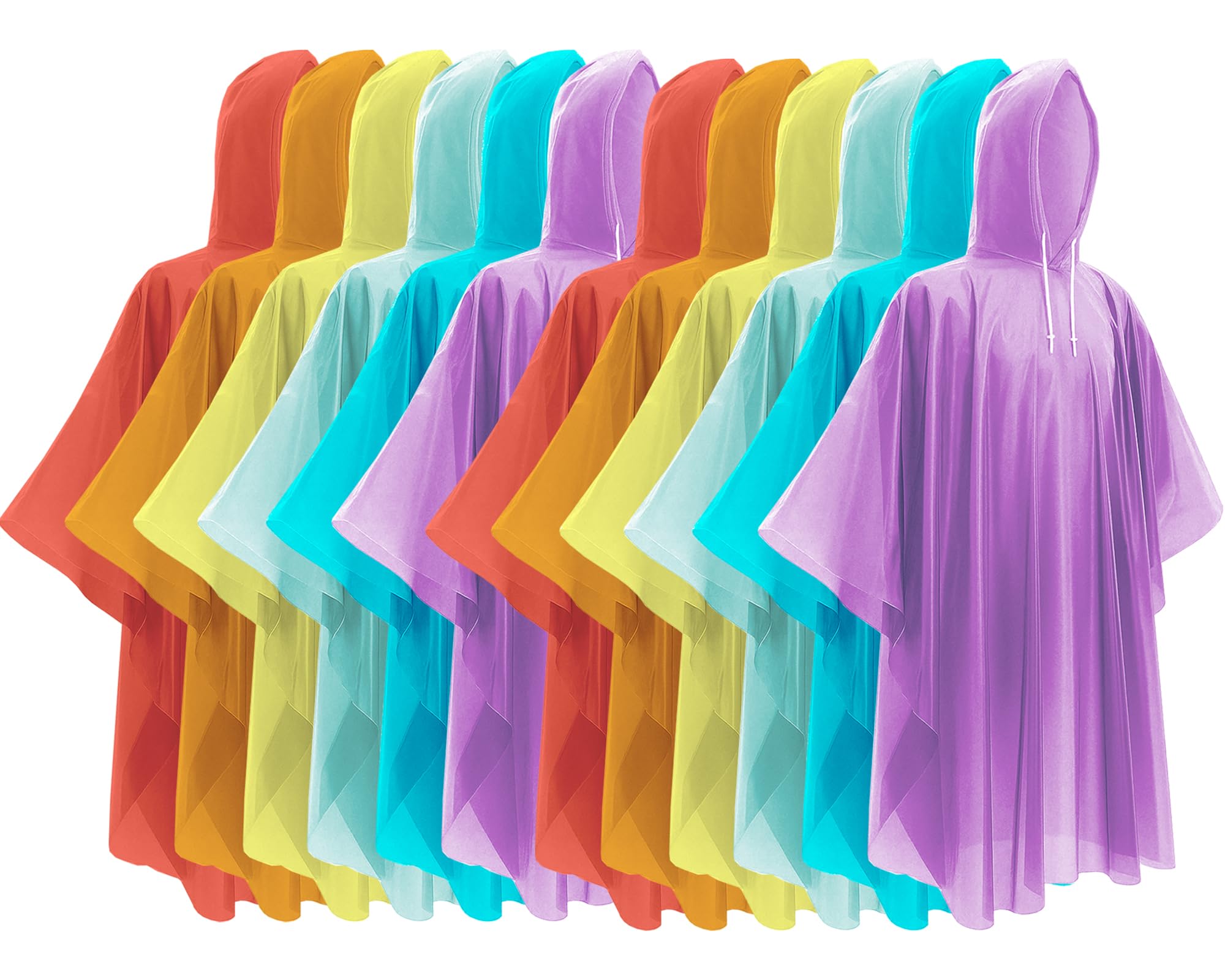 Hitituto Rain Ponchos for Adults - Extra Long Emergency Poncho with Hood, 6/12/24 Family Pack Raincoat, Home Survival Kits