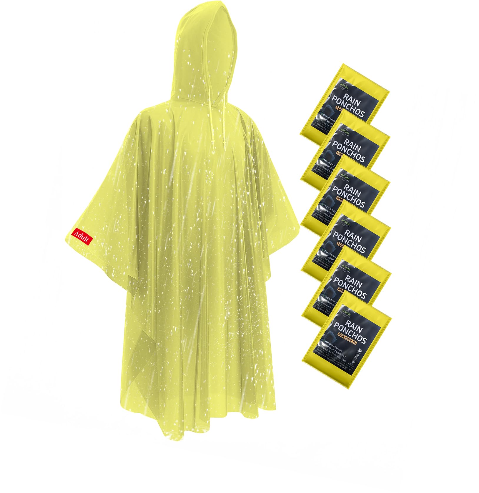 Hitituto Rain Ponchos for Adults - Extra Long Emergency Poncho with Hood, 6/12/24 Family Pack Raincoat, Home Survival Kits