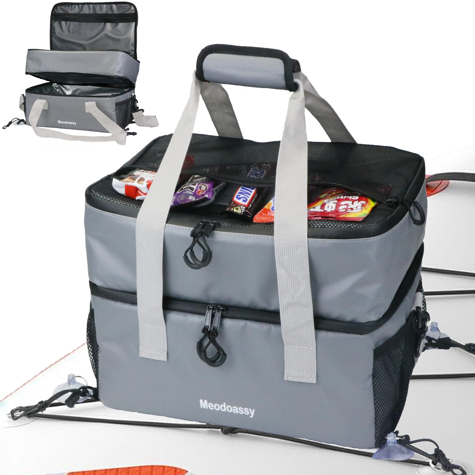 Paddle Board Cooler Waterproof,26L SUP Paddleboard Cooler Deck Bag fits 42 Cans,2 Compartments Paddle Board Accessories for Kayaking,Beach, Camping(Blue)